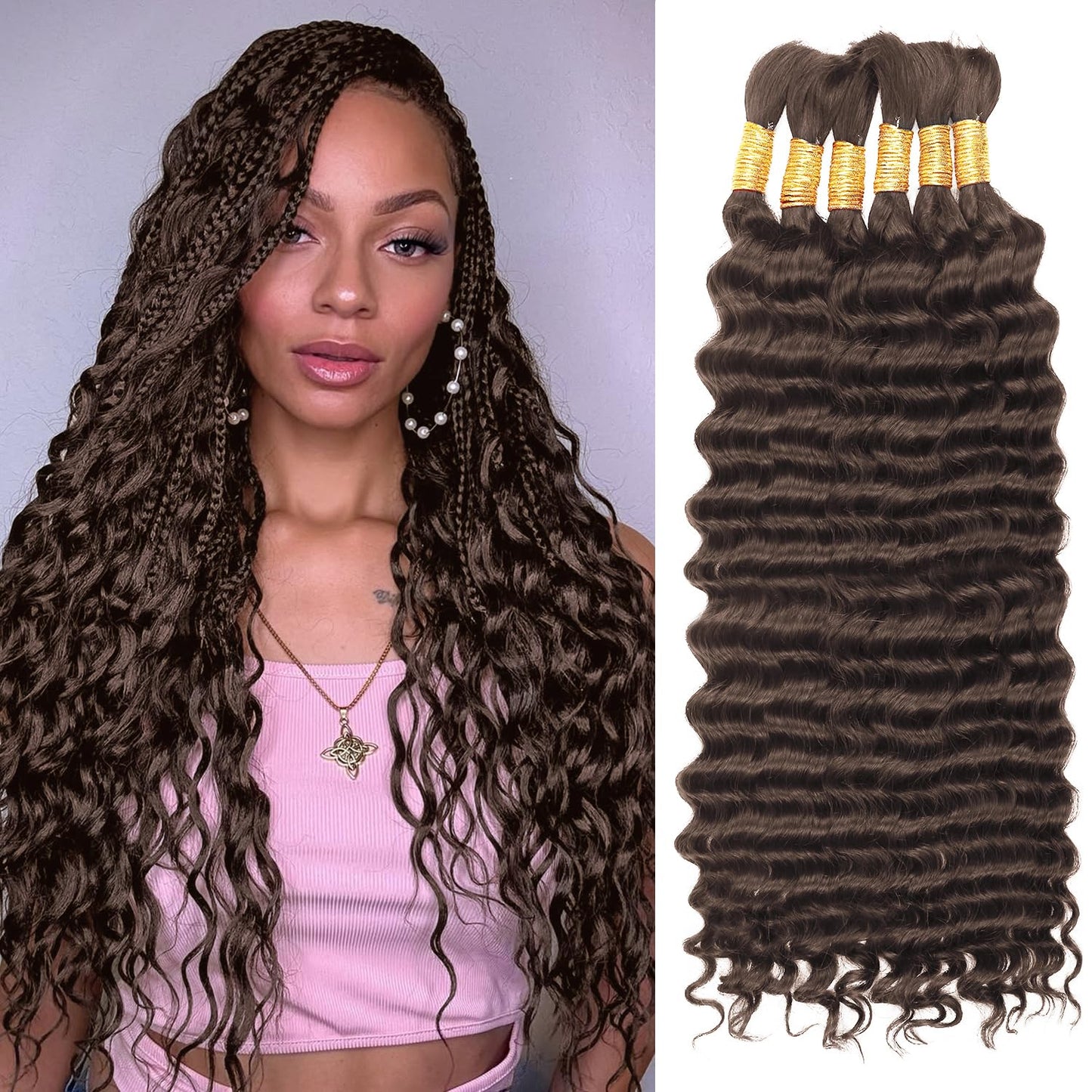 Chocolate Brown Human Braiding Hair for Boho Braids and Styles