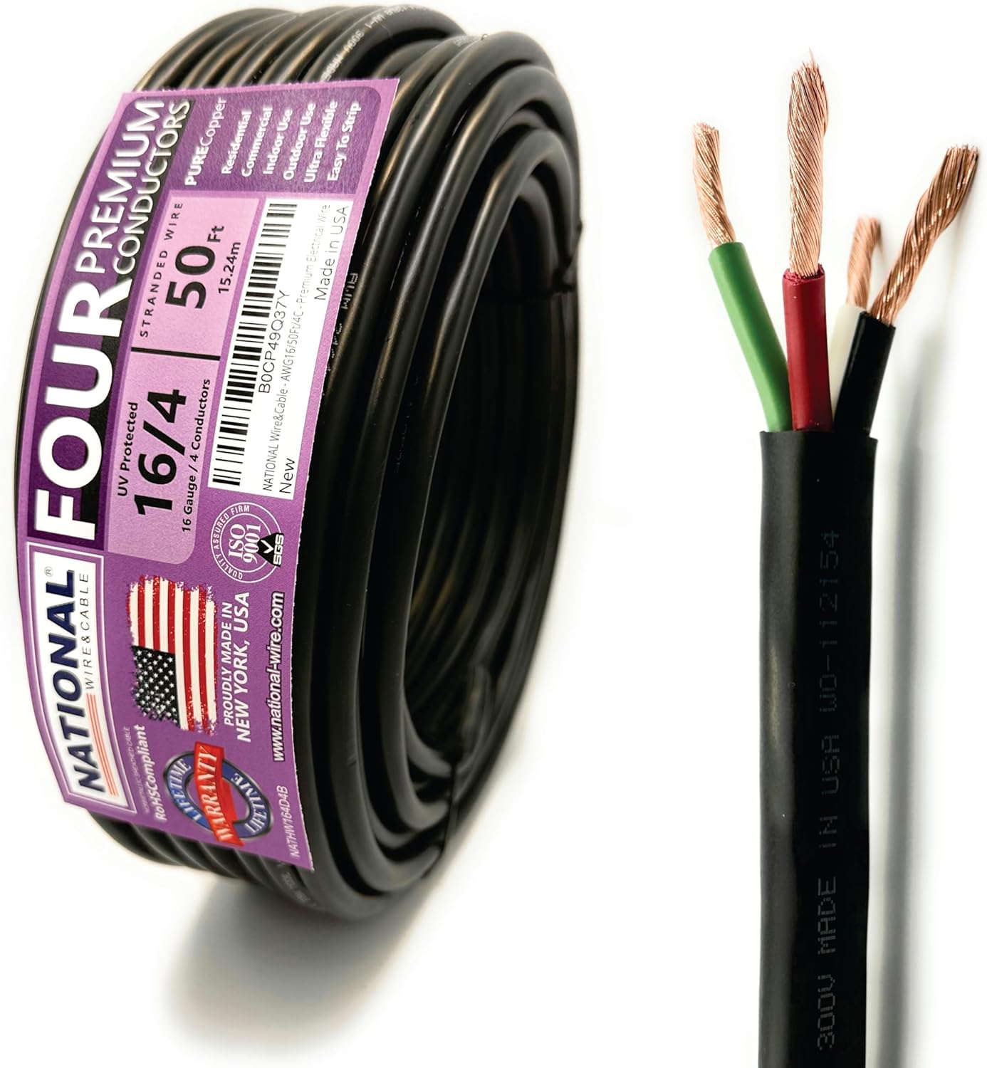 16 AWG 4-Conductor Premium Copper Wire for DIY Projects