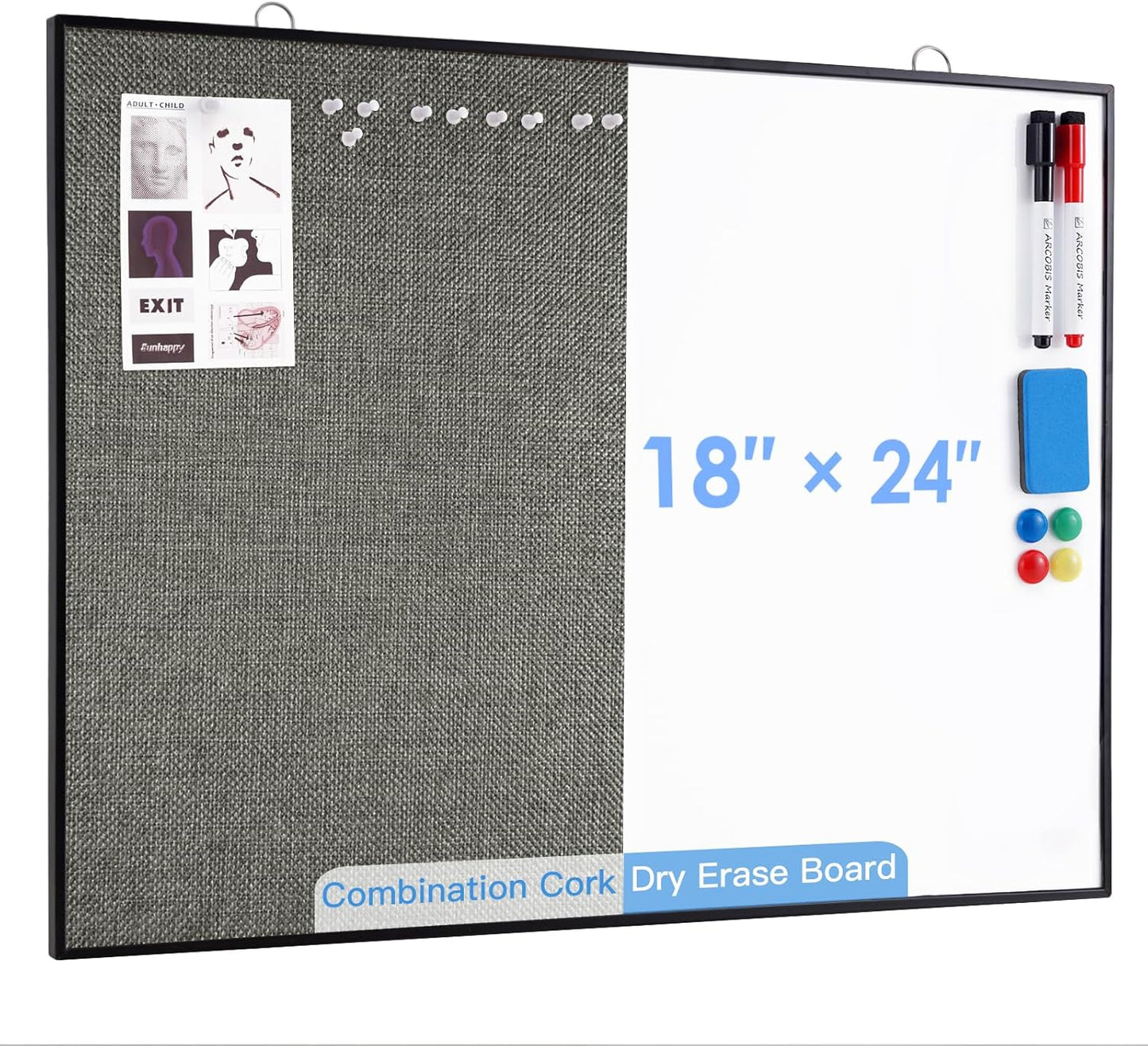 ARCOBIS Cork Board White Board Combo for Home Office Use