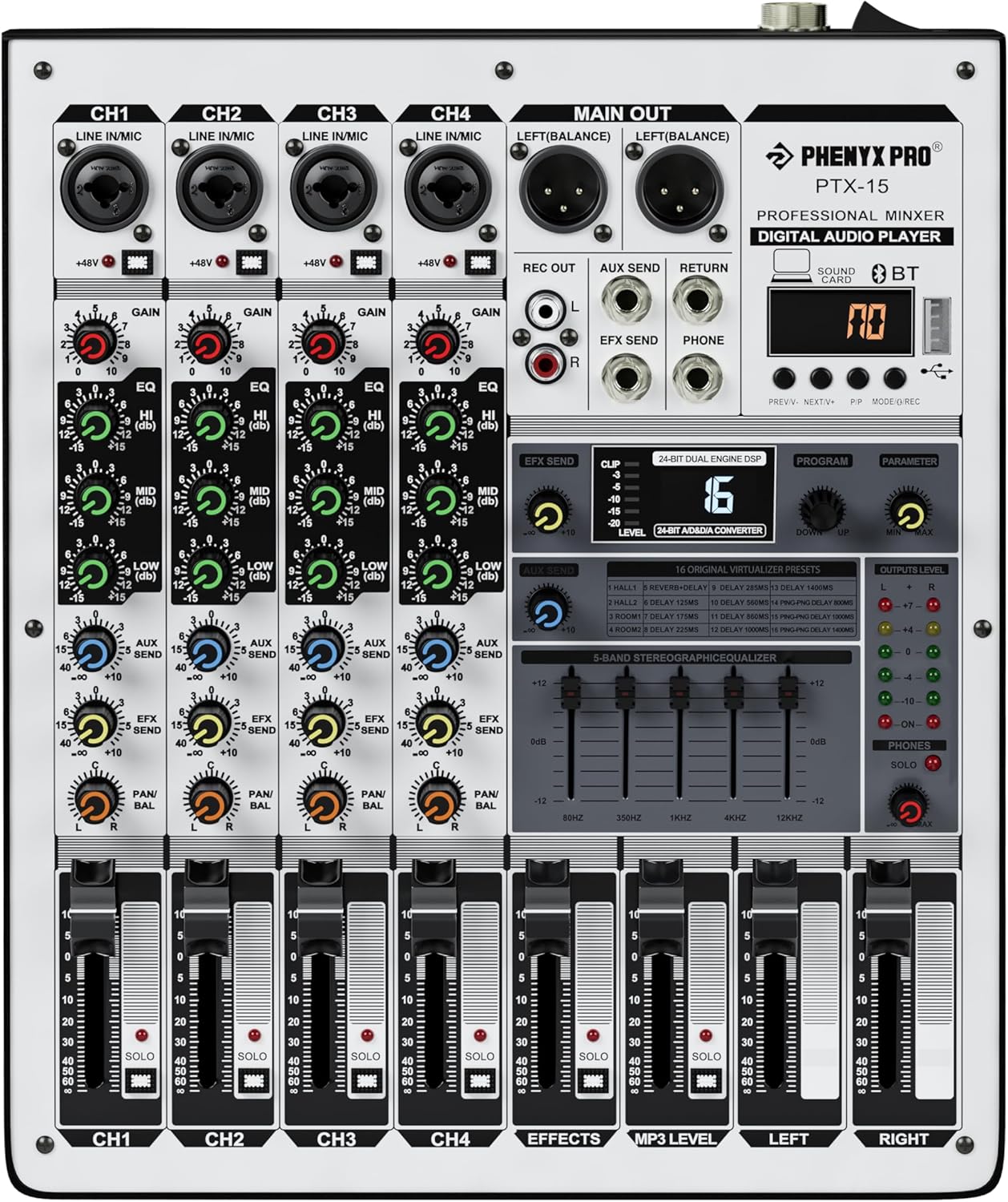 Professional Audio Mixer with USB Interface for DJs and Live Gigs