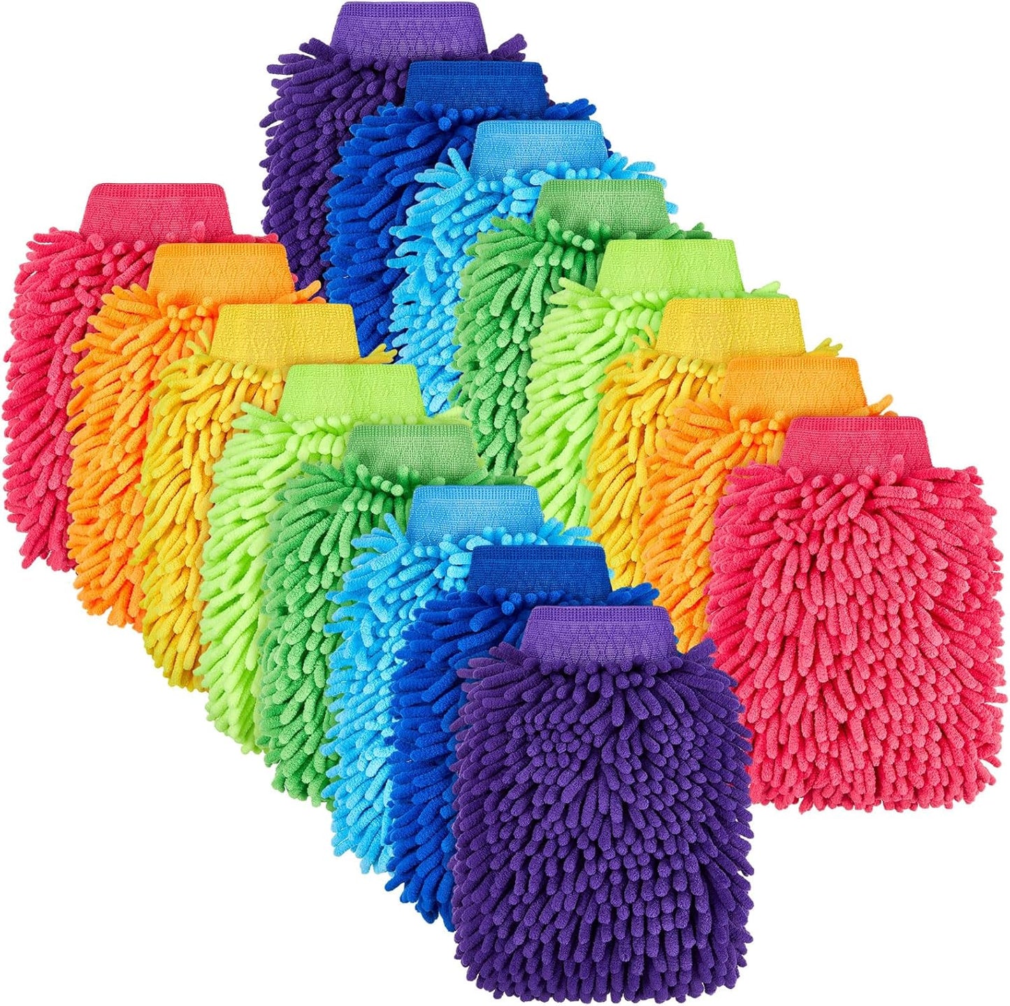 Toulite 16 Pcs Car Wash Mitt Chenille Microfiber Cleaning Gloves