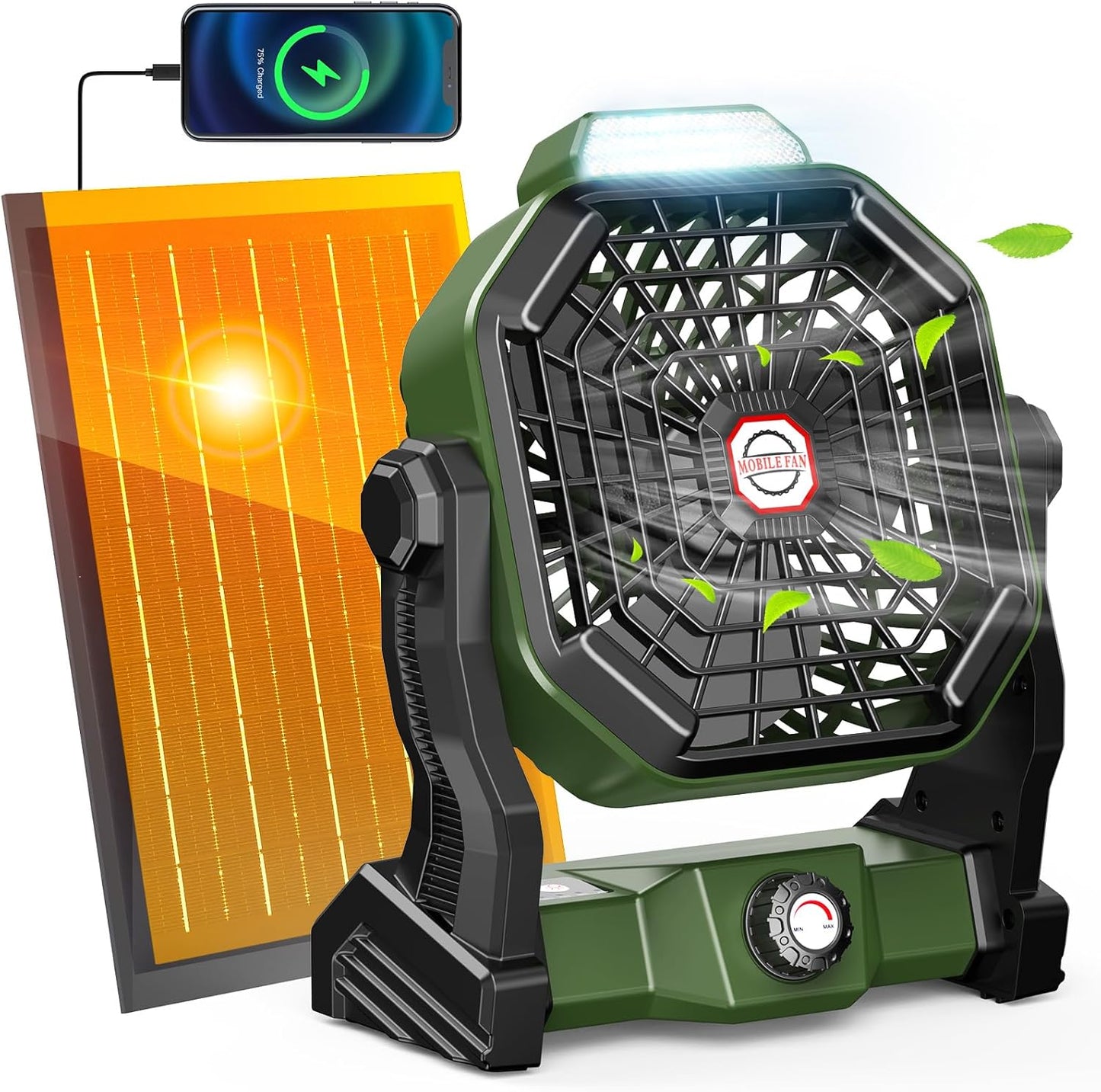 Rechargeable Solar Powered Fan for Camping and Outdoor Use