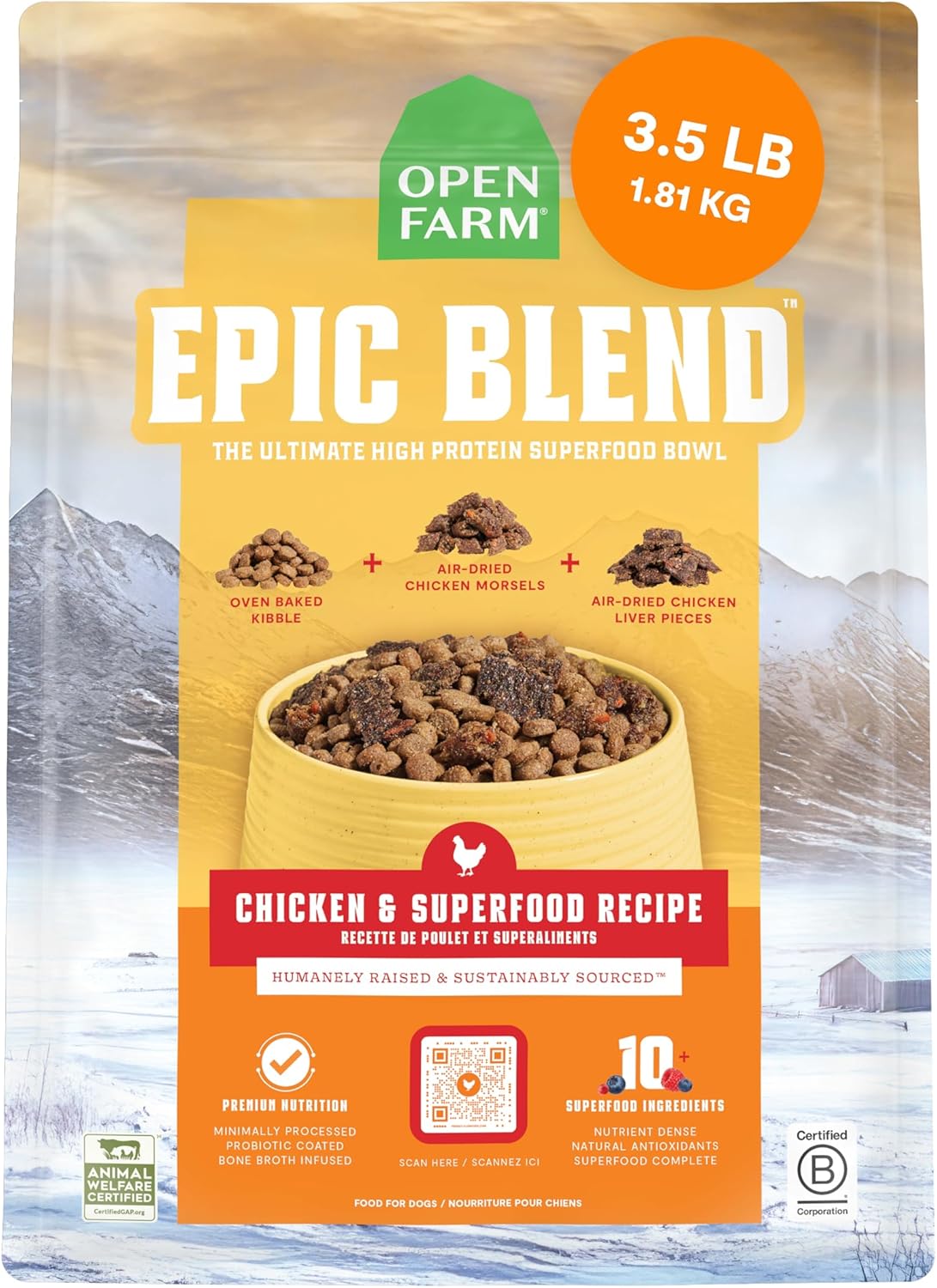 Epic Blend High Protein Dry Dog Food with Probiotics & Broth