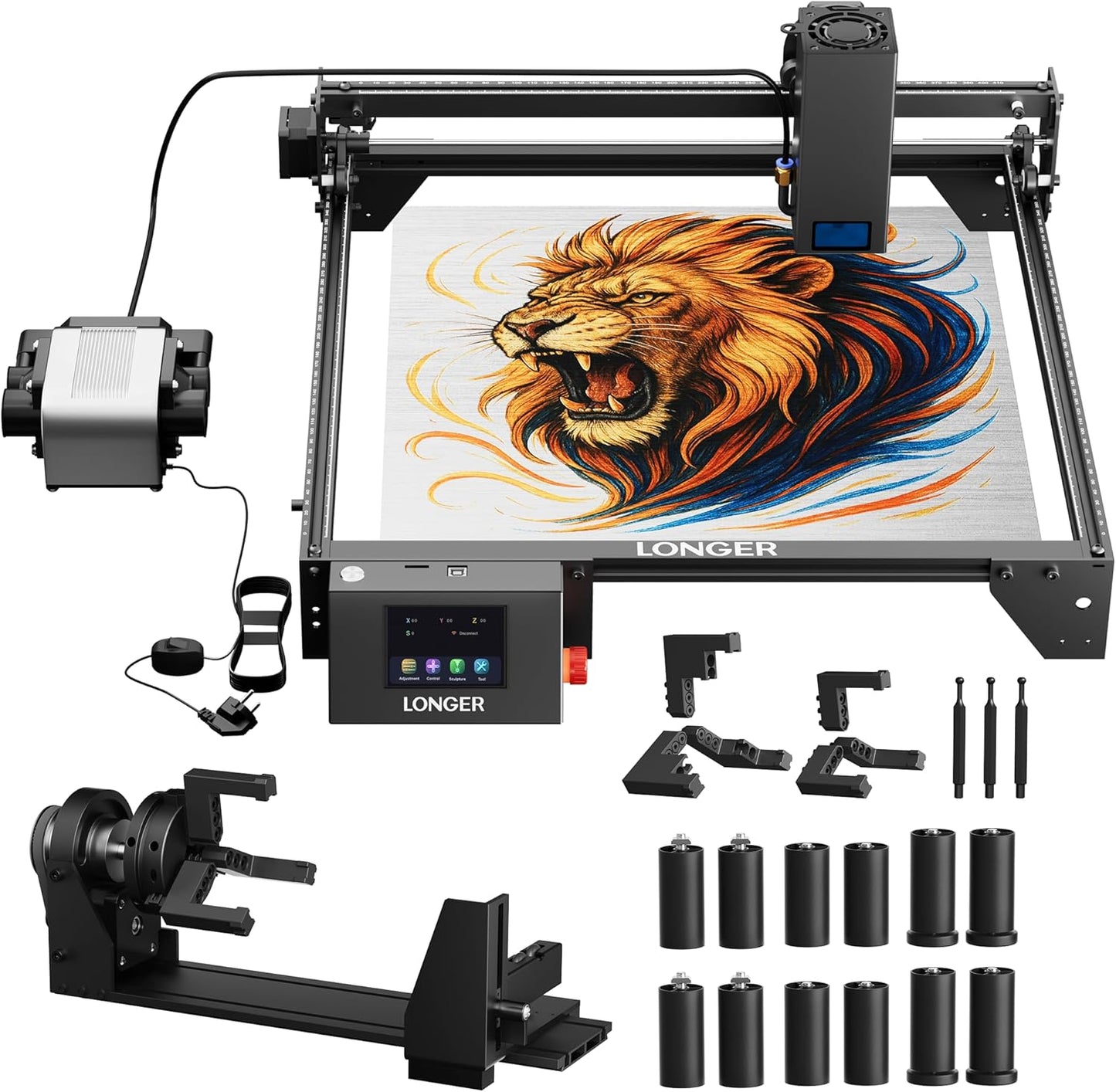 LONGER Ray5 20000mW Laser Engraver with Rotary Roller Kit