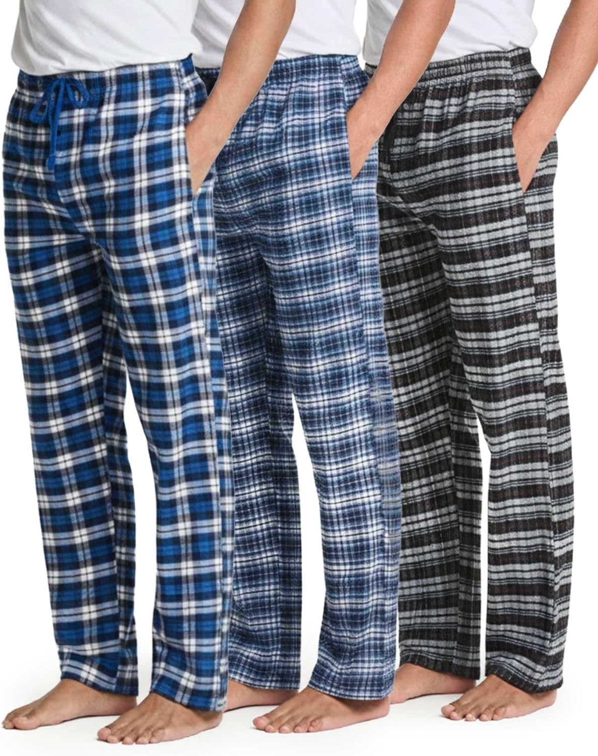 Soft Cotton Flannel Pajama Pants for Men: 3 Pack Comfort