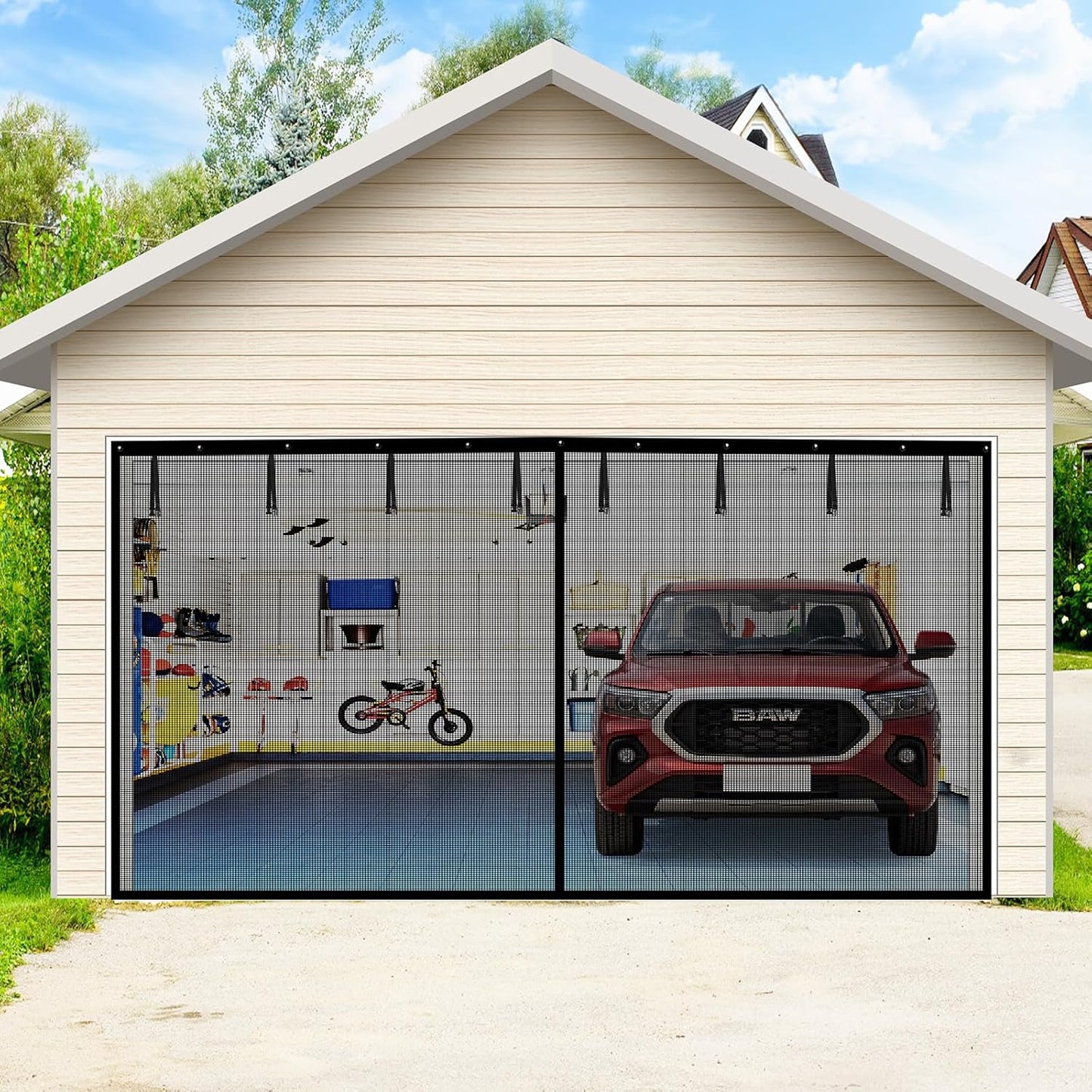 Aystkniet Garage Door Screen for 2 Car Garage 16x8FT Review