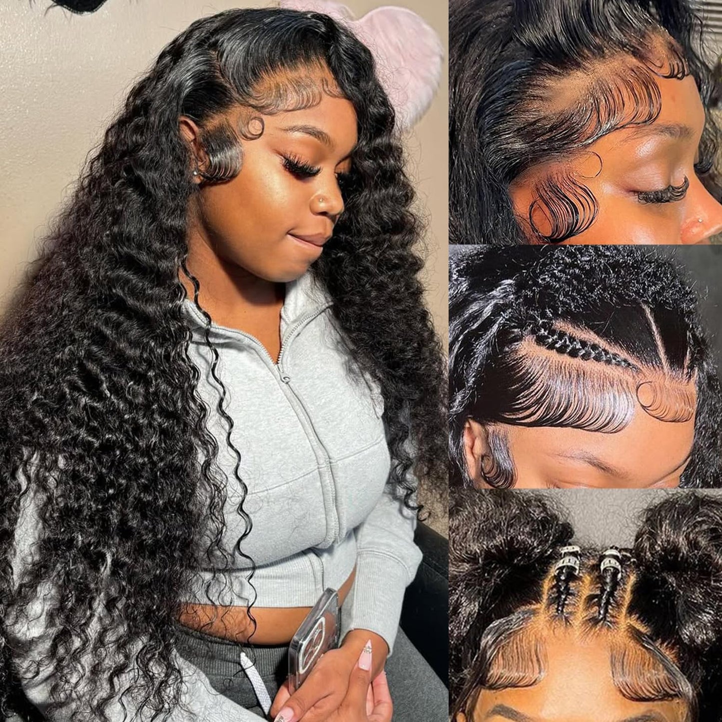 Deep Wave Lace Front Wigs 22in Human Hair with Baby Hair