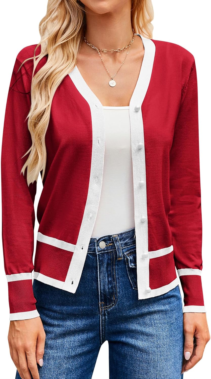 Stylish Contrast Color Block Cardigan for Women by GRACE KARIN