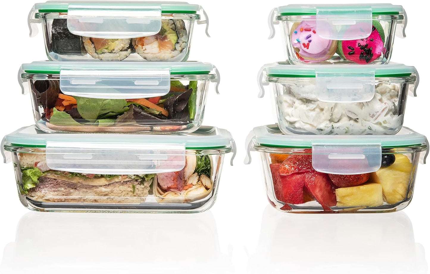 Fusion Gourmet Glass Meal Prep Containers with Lids - 6 Pack