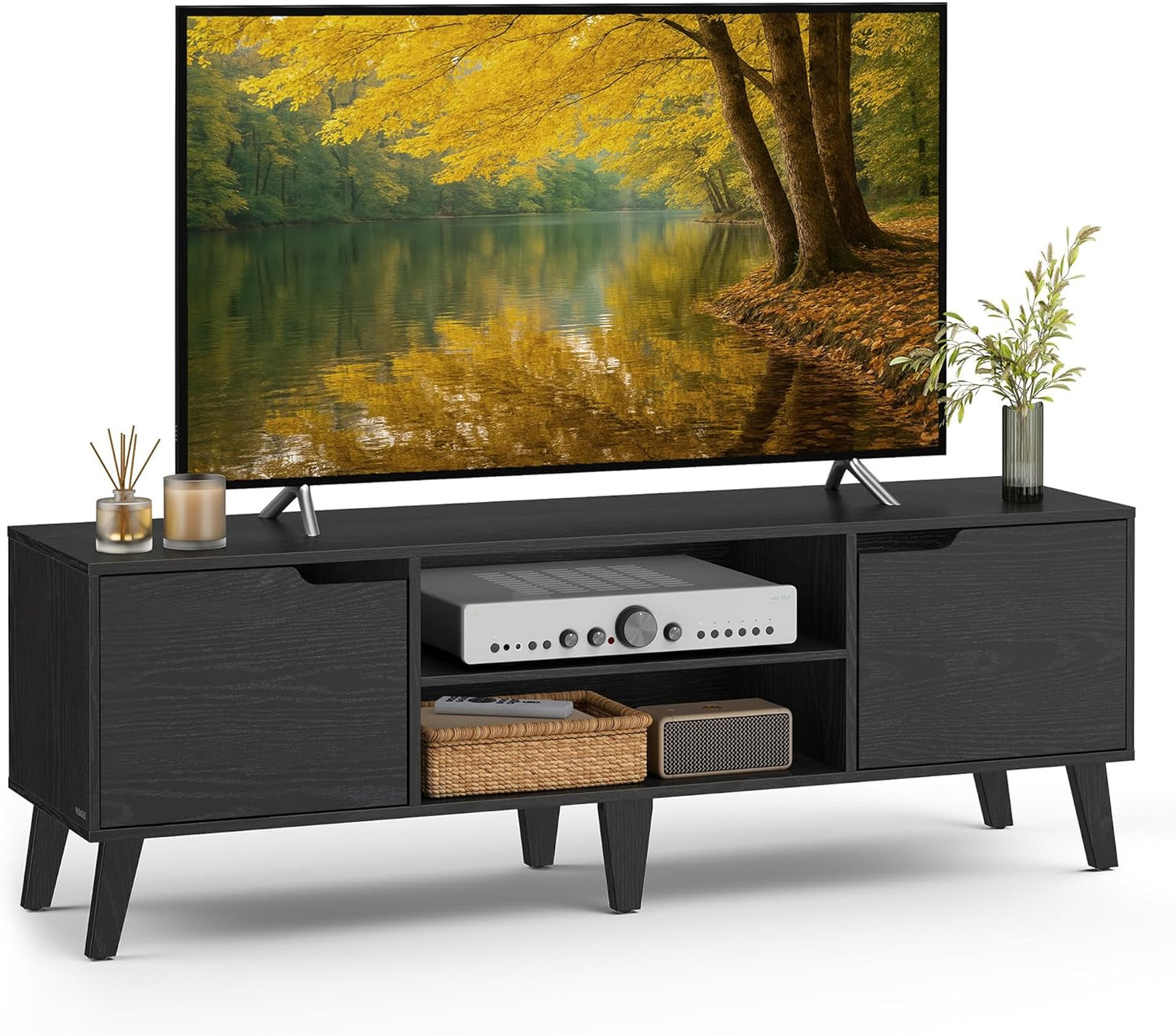 VASAGLE TV Stand for 65-Inch TVs with Adjustable Shelf