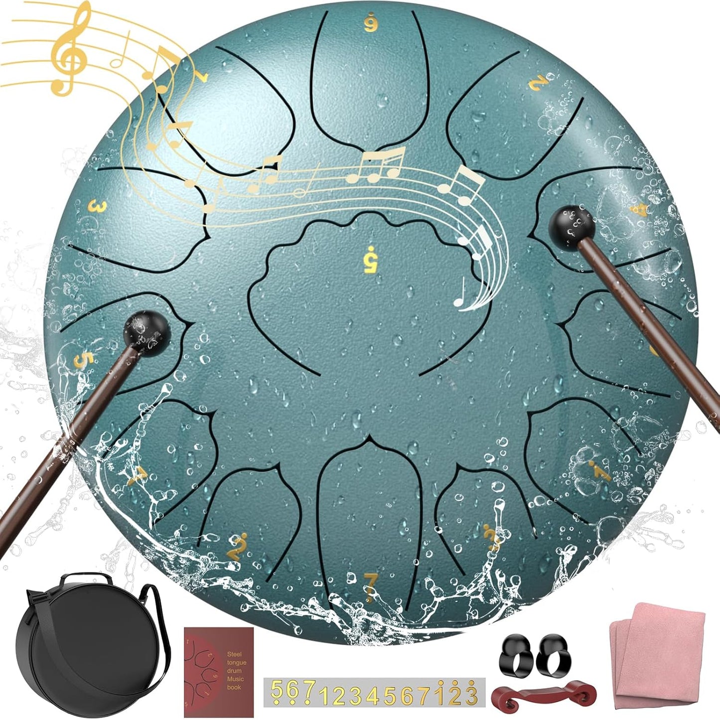 12 Inch Steel Tongue Drum with 13 Notes for Meditation & Relaxation