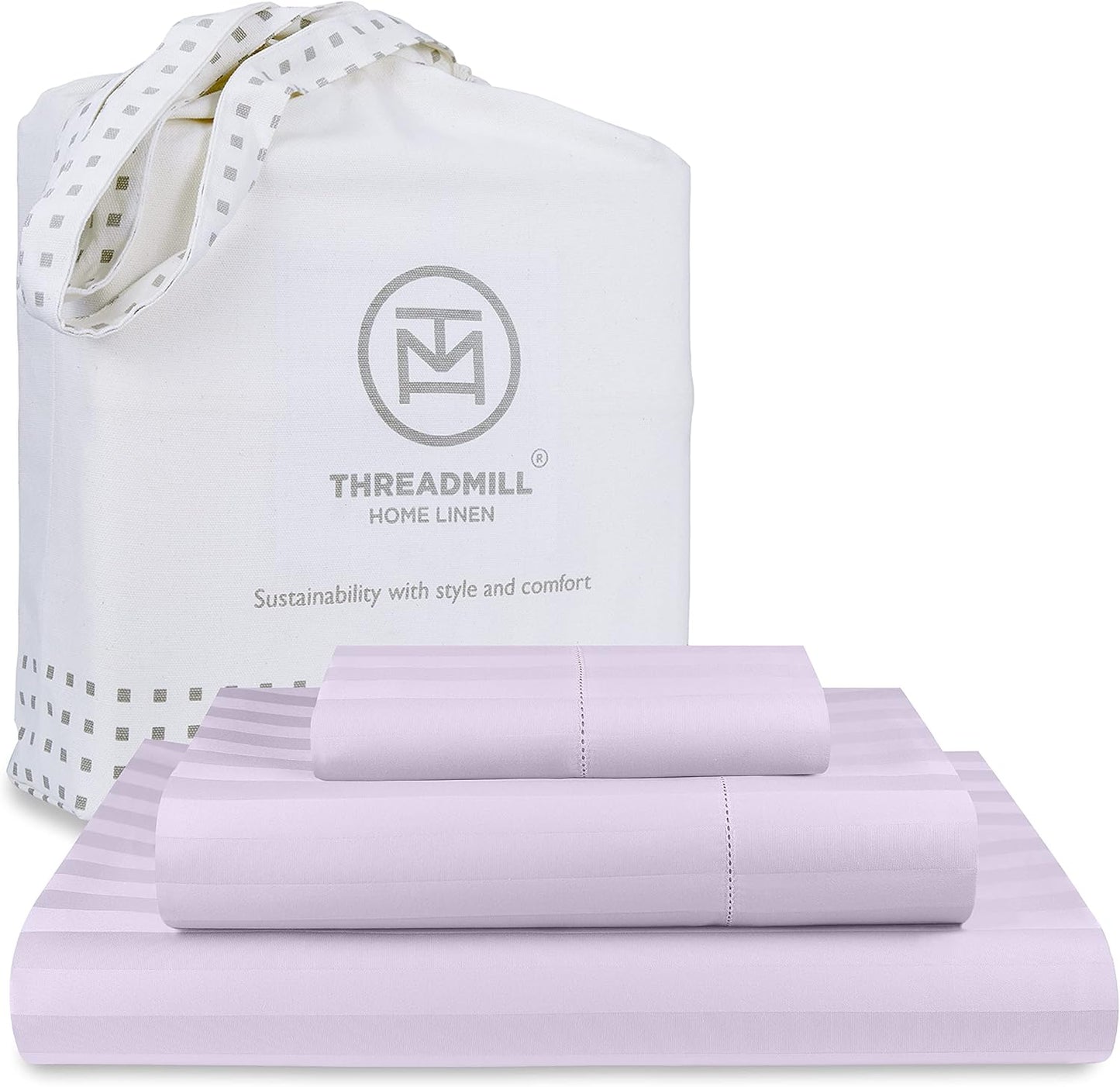 500 Thread Count Twin XL Damask Stripe Cotton Sheet Set