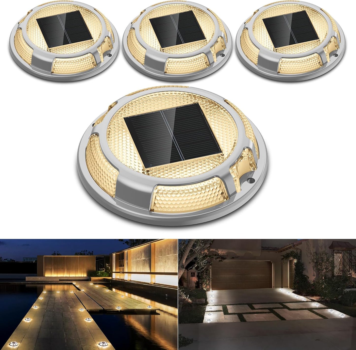Solar Dock Lights 4 Pack for Outdoor LED Deck & Pathway Use