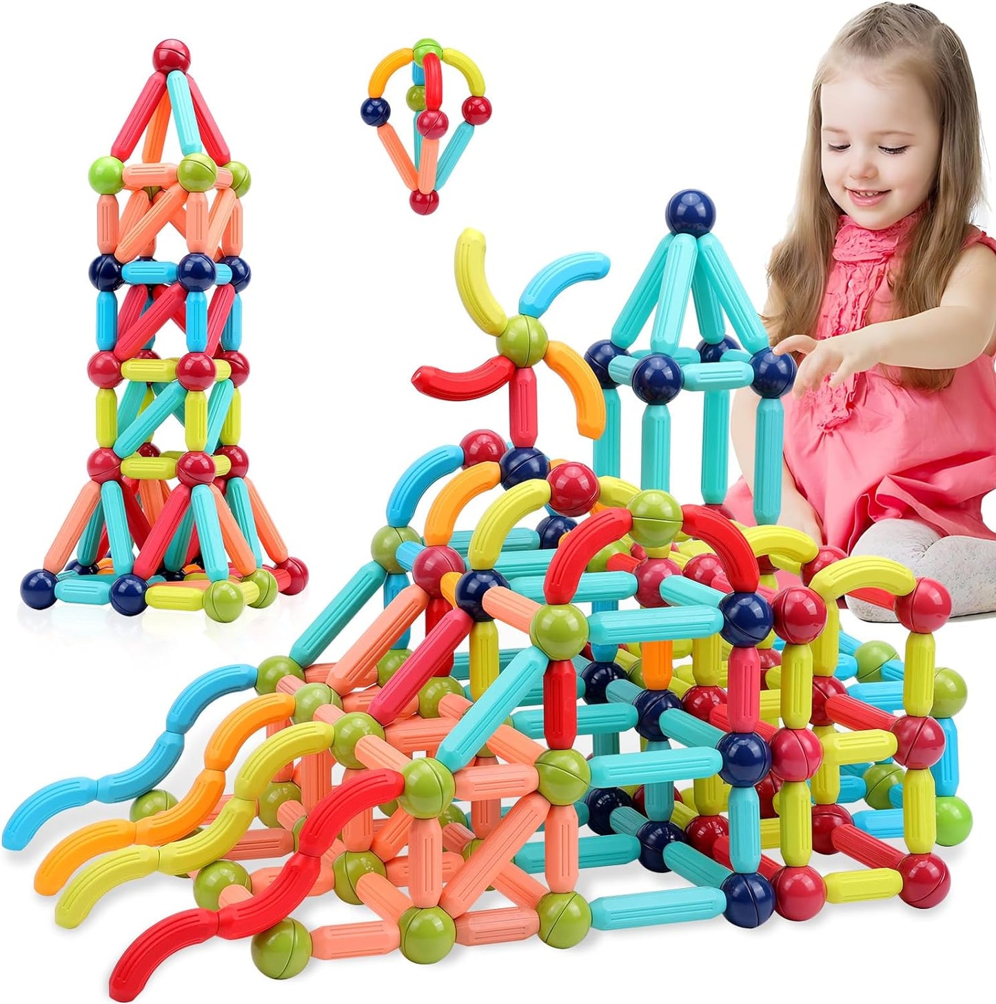 COUOMOXA Magnetic Building Blocks - Fun STEM Learning Toy
