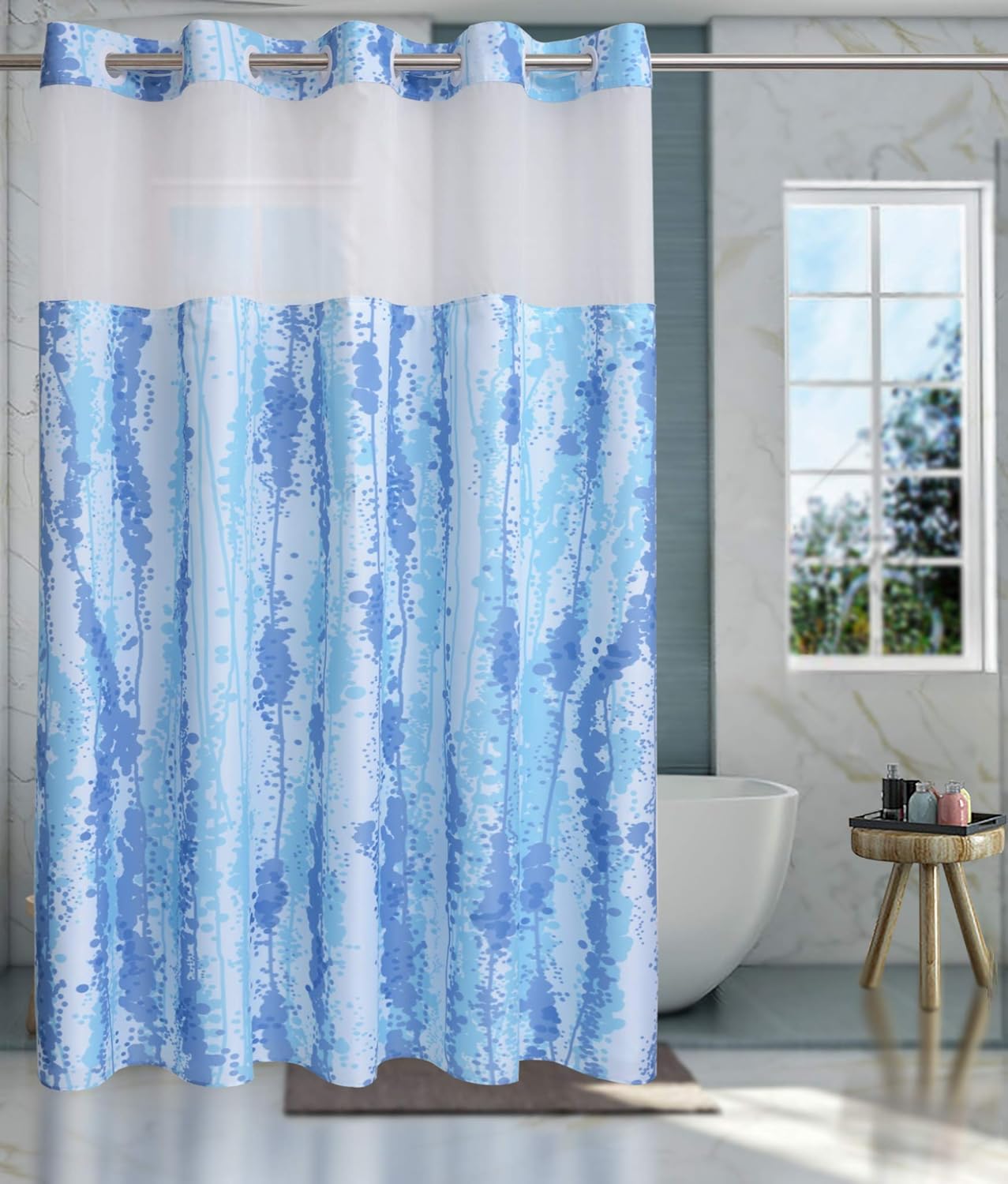 Conbo Mio No Hook Shower Curtain Set with Snap in Liner