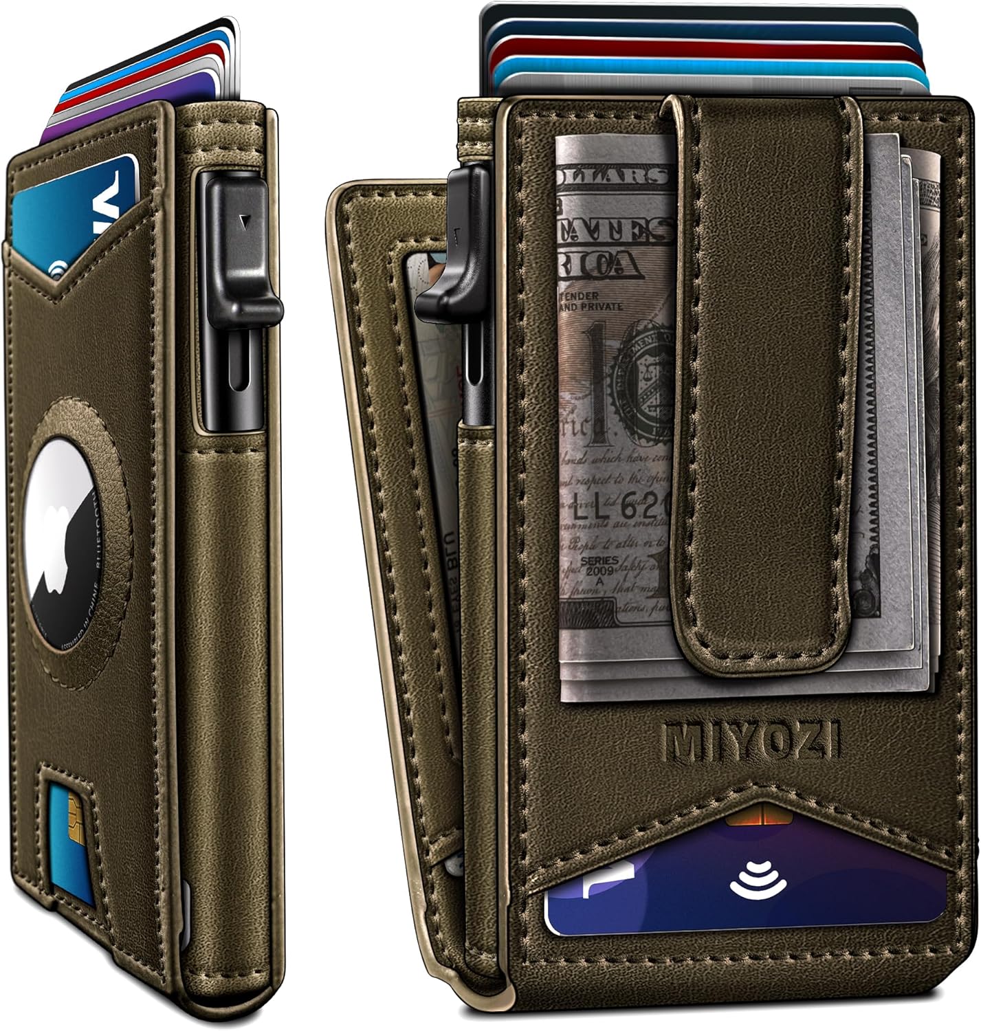 Airtag Wallet for Men with Money Clip - Slim RFID Blocking Design