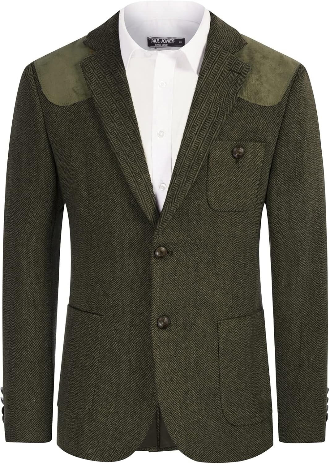 PJ PAUL JONES Men's Herringbone Tweed Blazer for All Occasions