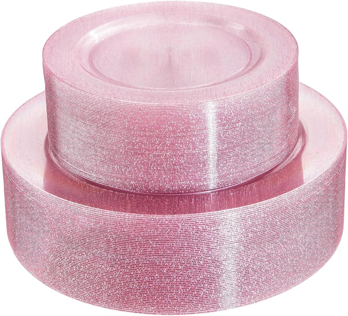 WDF 120pcs Pink Plastic Plates for Weddings and Parties