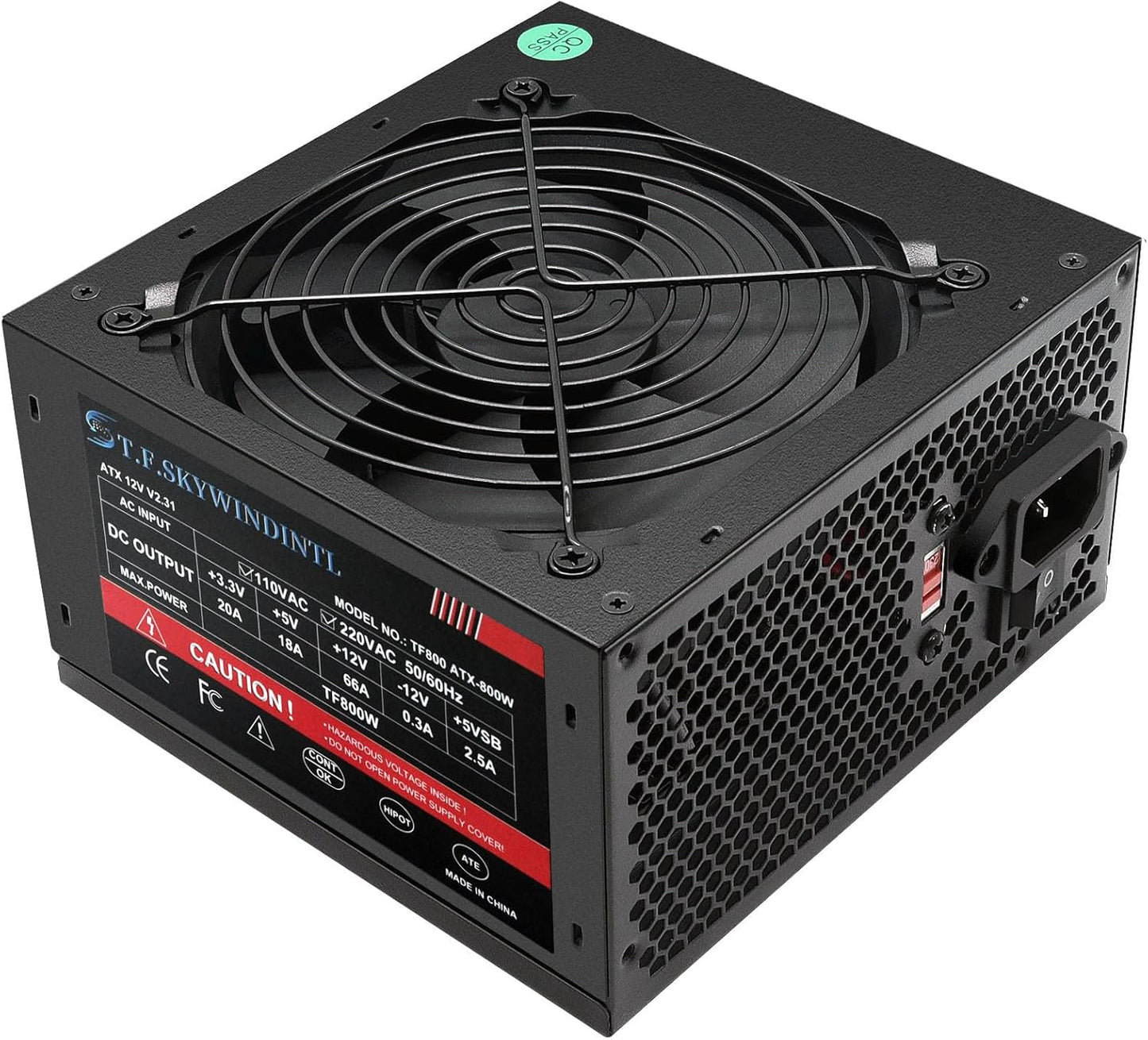 800W Power Supply with Ultra-Quiet Fan for Gaming PCs