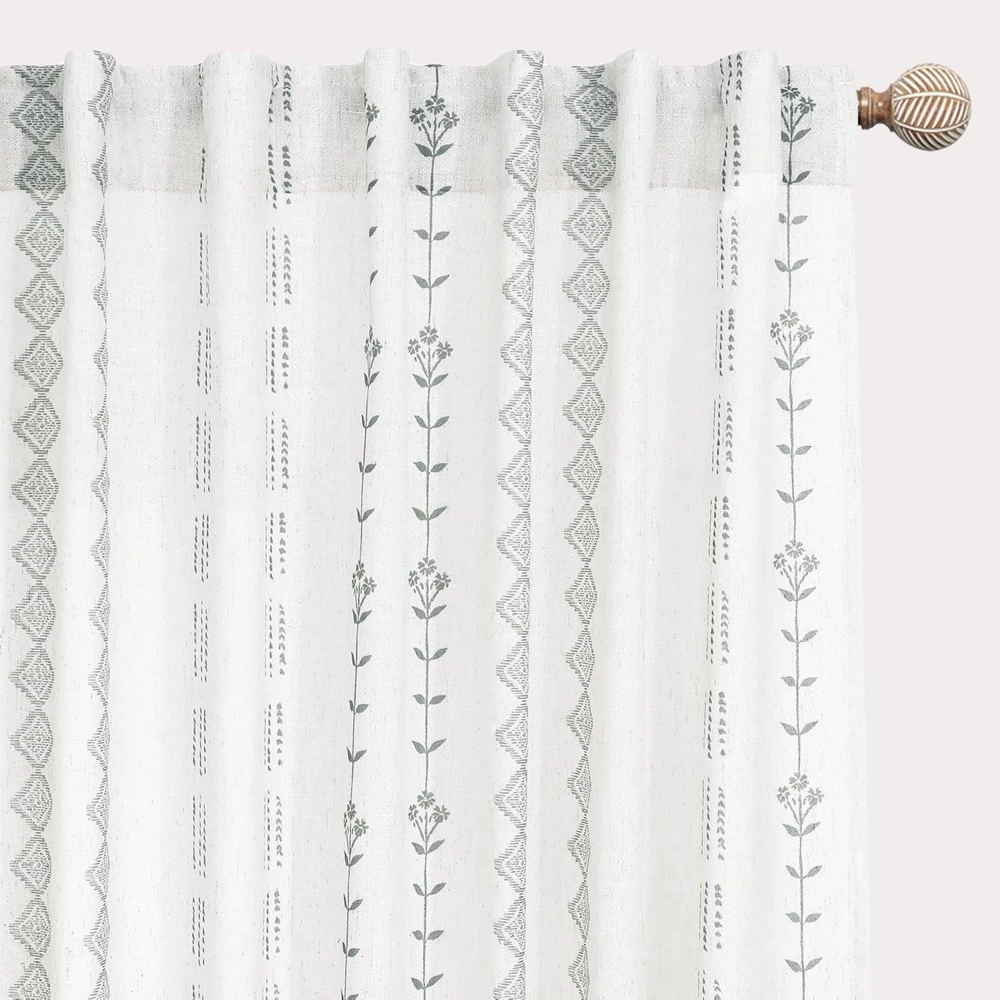 Grey Boho Curtains for Bedroom Living Room - 84 in Long Panels