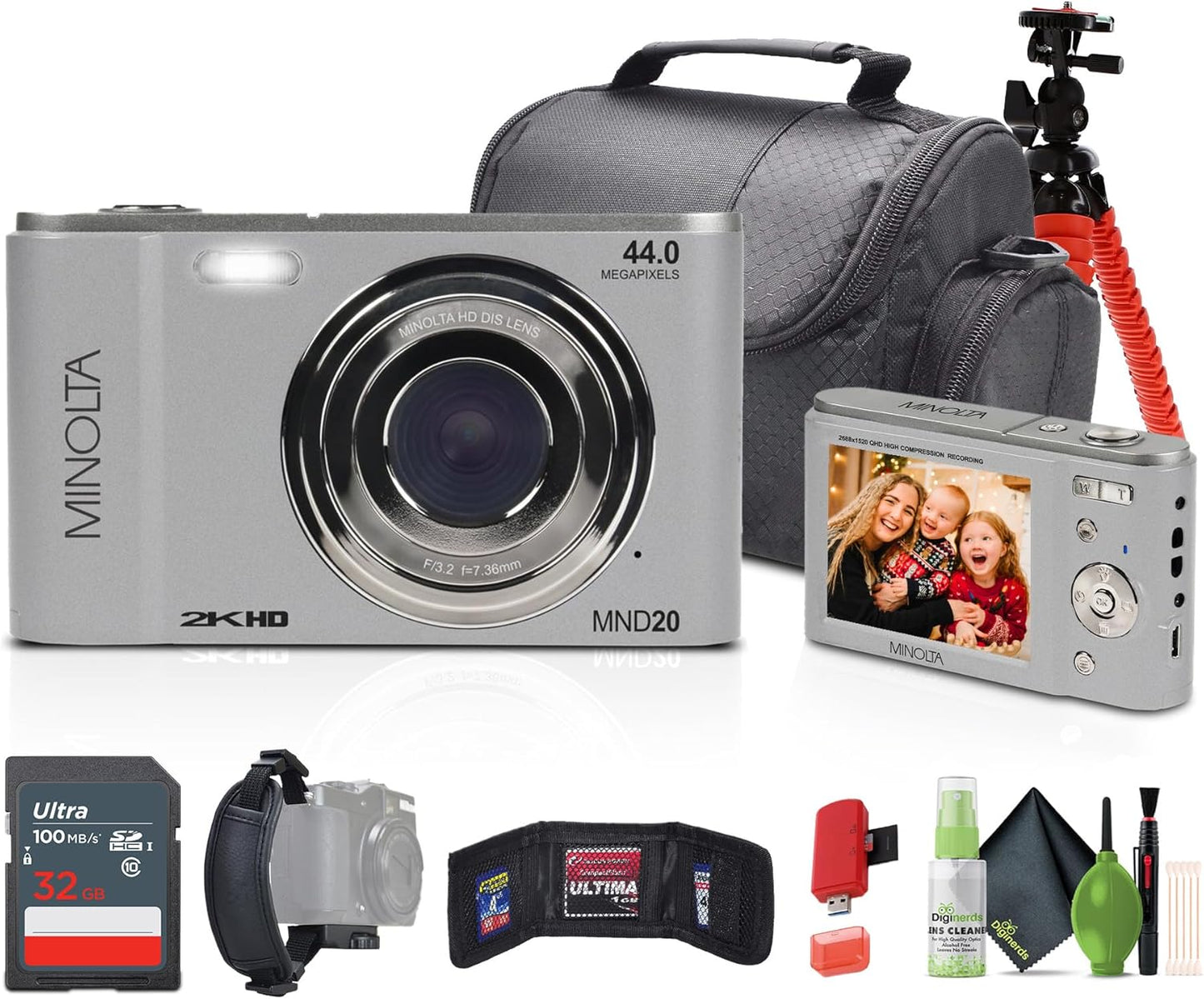 Minolta MND20 44MP Camera with 2.7K Video and Accessories