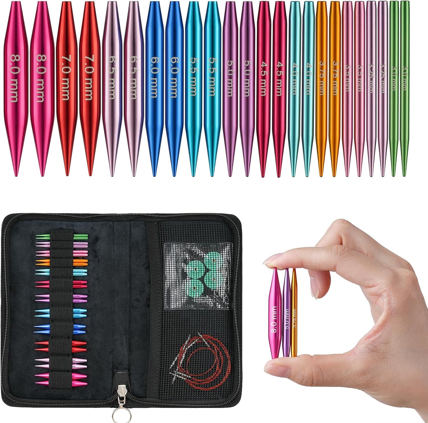 Interchangeable 2-Inch Knitting Needles Set for Sock Projects