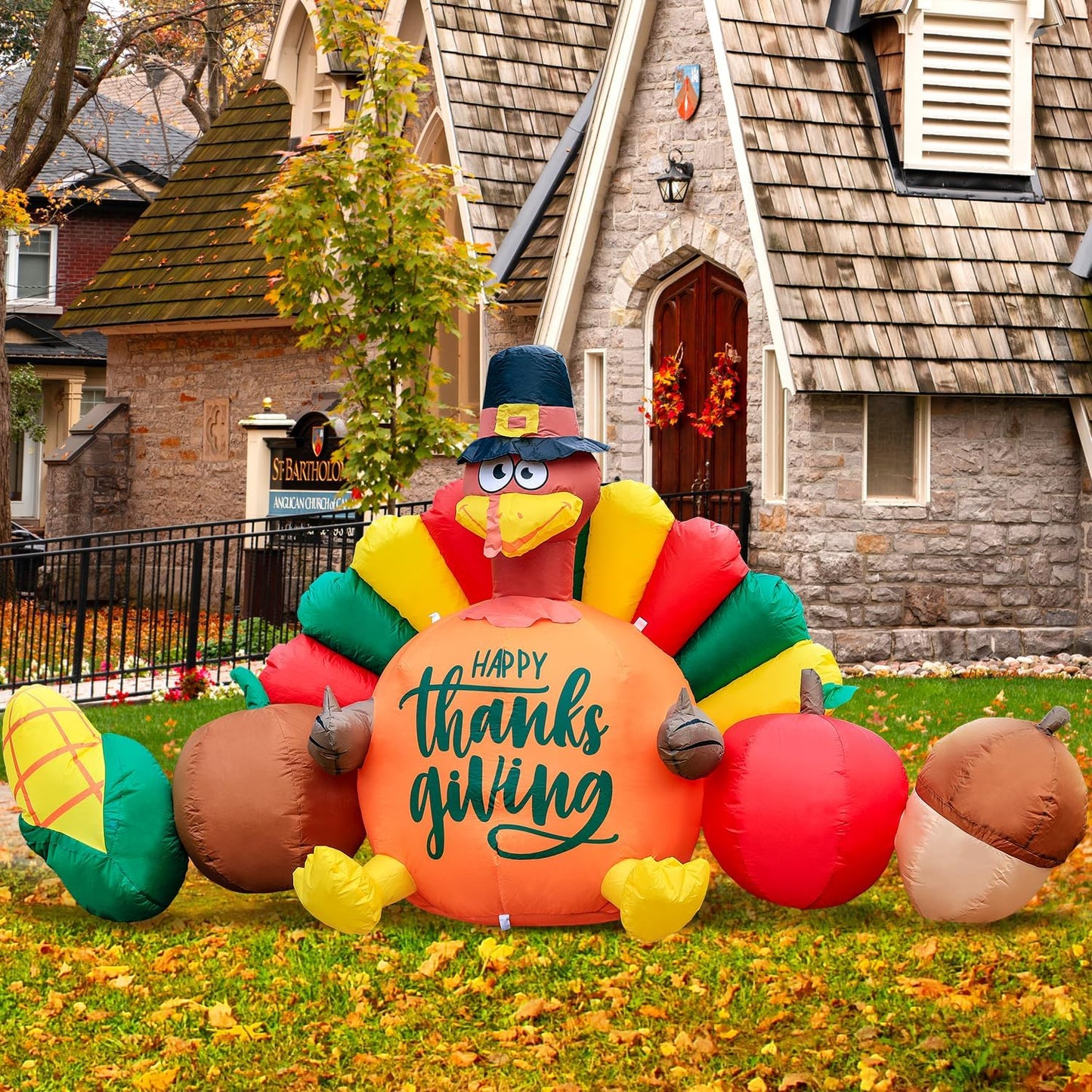 8FT Thanksgiving Inflatables Decorations for Festive Lawn Decor