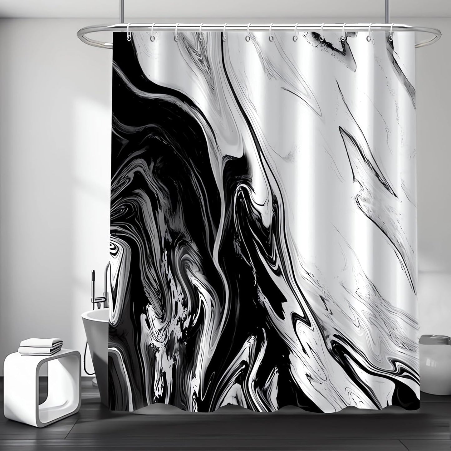 Modern Marble Shower Curtain Set - Waterproof & Stylish