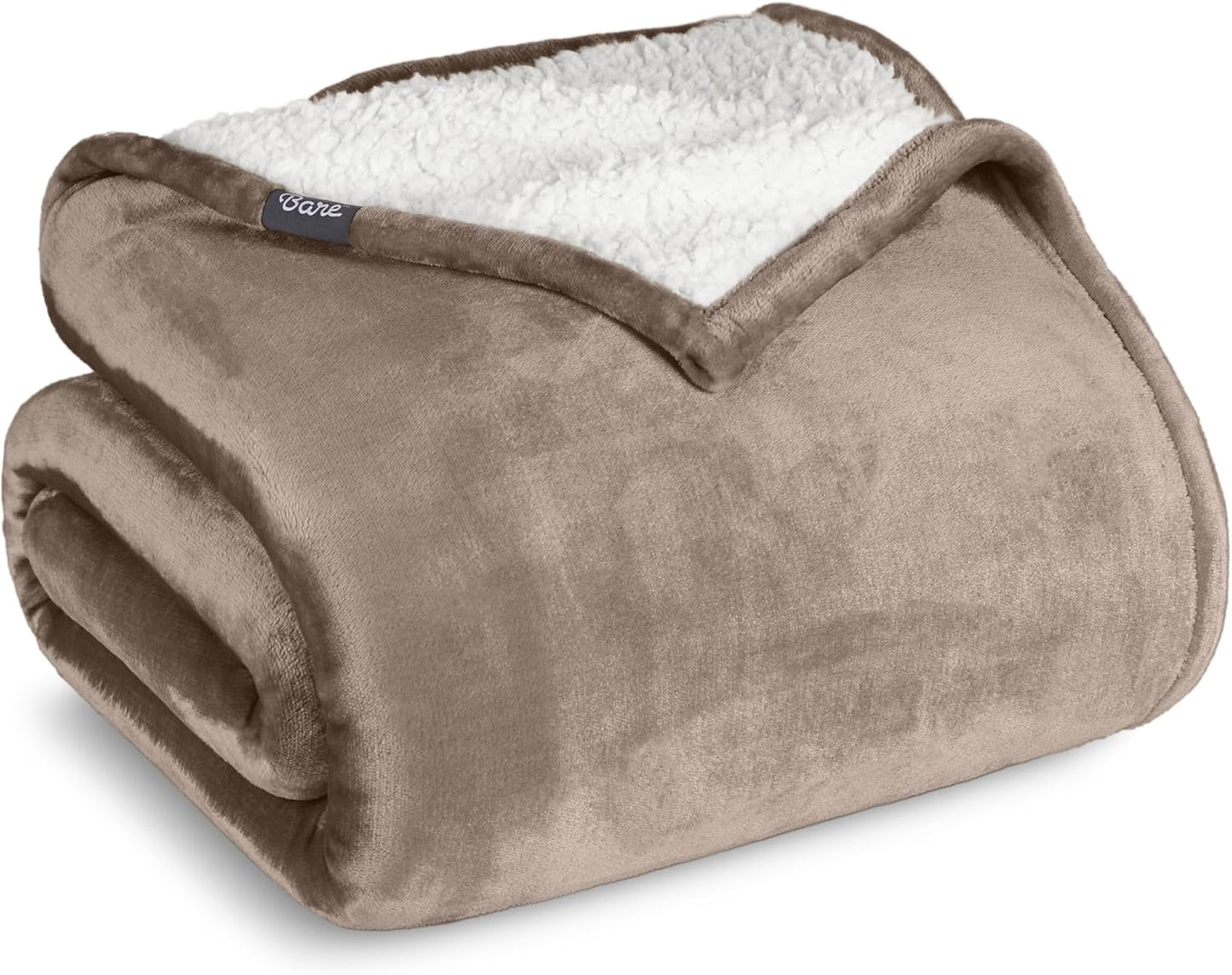 Bare Home Sherpa Fleece Blanket - King Size for Cozy Comfort