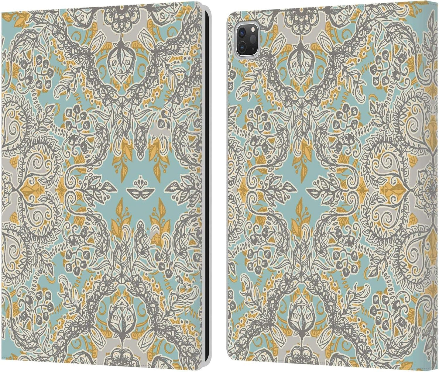 Micklyn Le Feuvre Floral Patterns Leather Wallet Case for iPad Pro