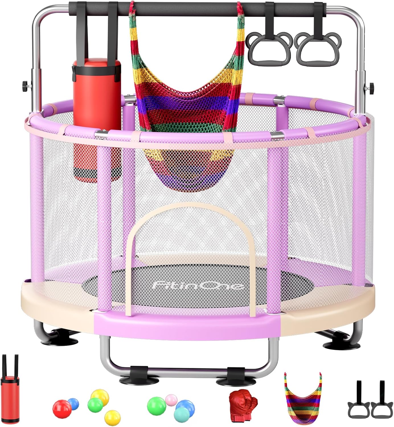 55 Inch Toddler Mini Trampoline with Swing for Kids Fun
