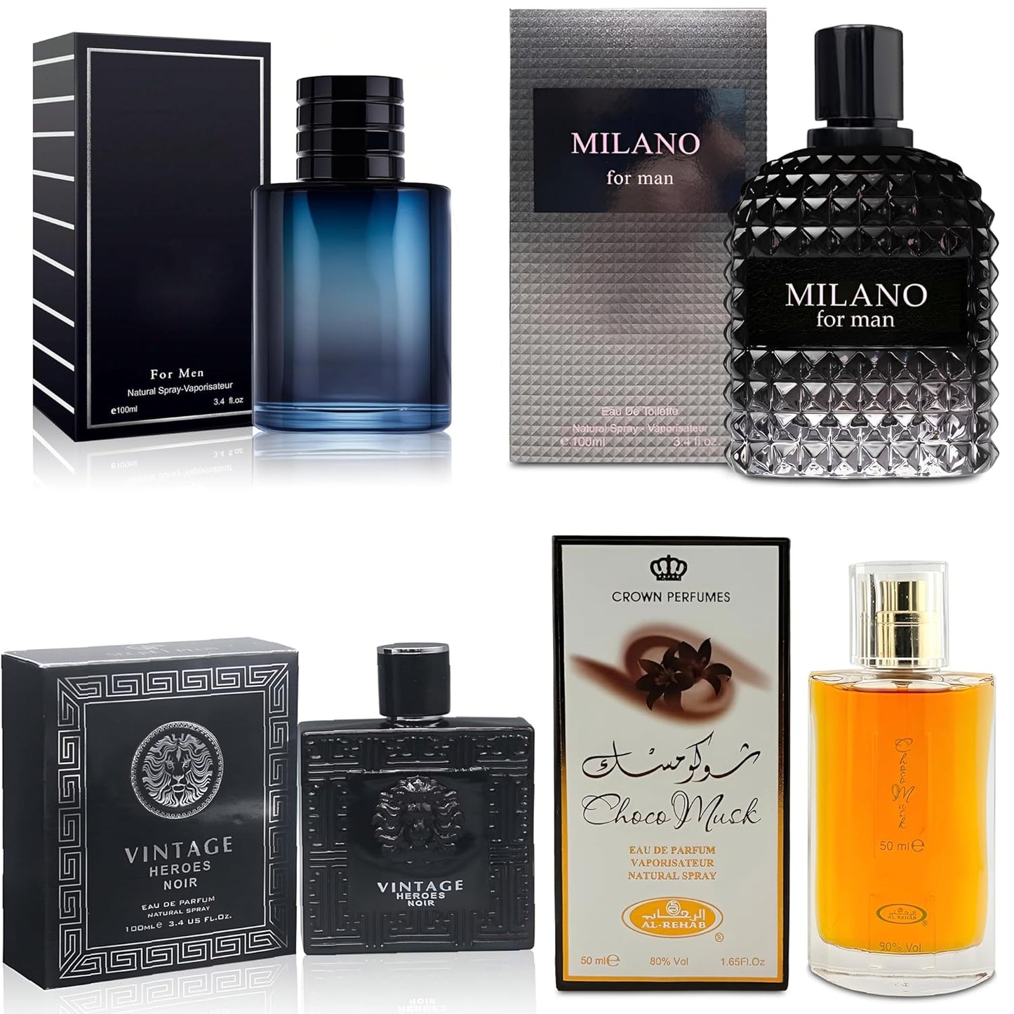 4-Piece Cologne Set for Men with Woody, Spicy, Citrus Scents