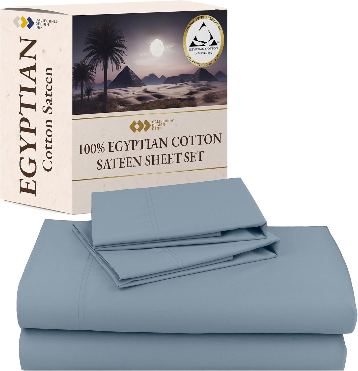 Luxury 100% Egyptian Cotton Sheets Set - Sateen Queen Bedding