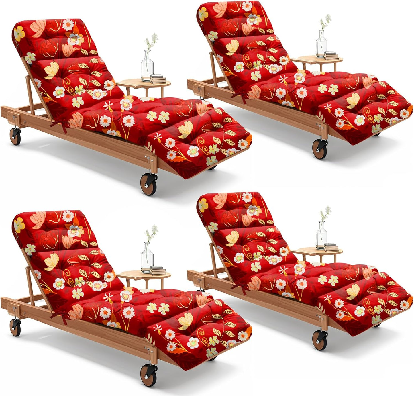 4 Pack Outdoor Chaise Lounge Chair Cushion for Comfort and Style
