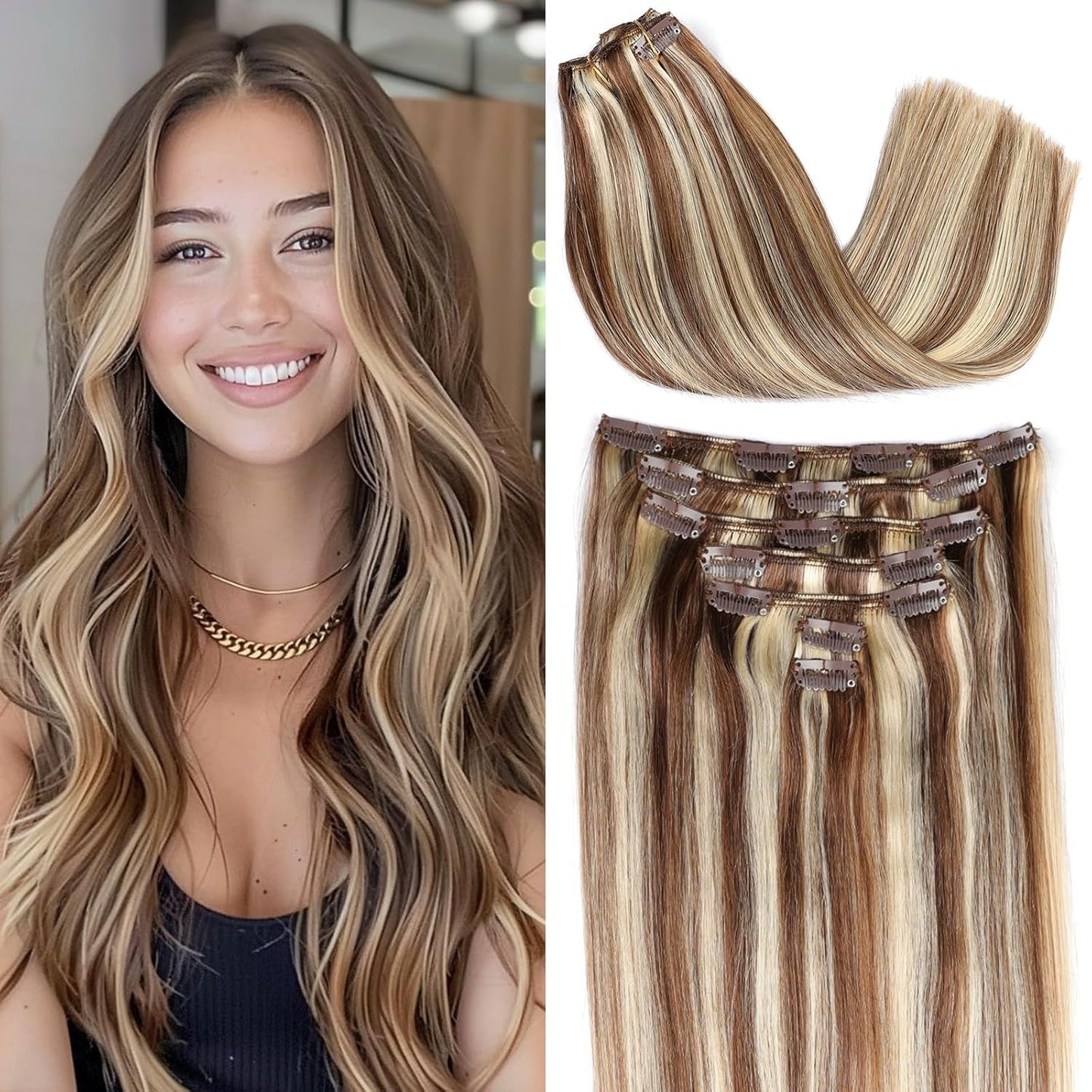 ORIGEN Clip In Hair Extensions for Women, Real Remy Human Hair
