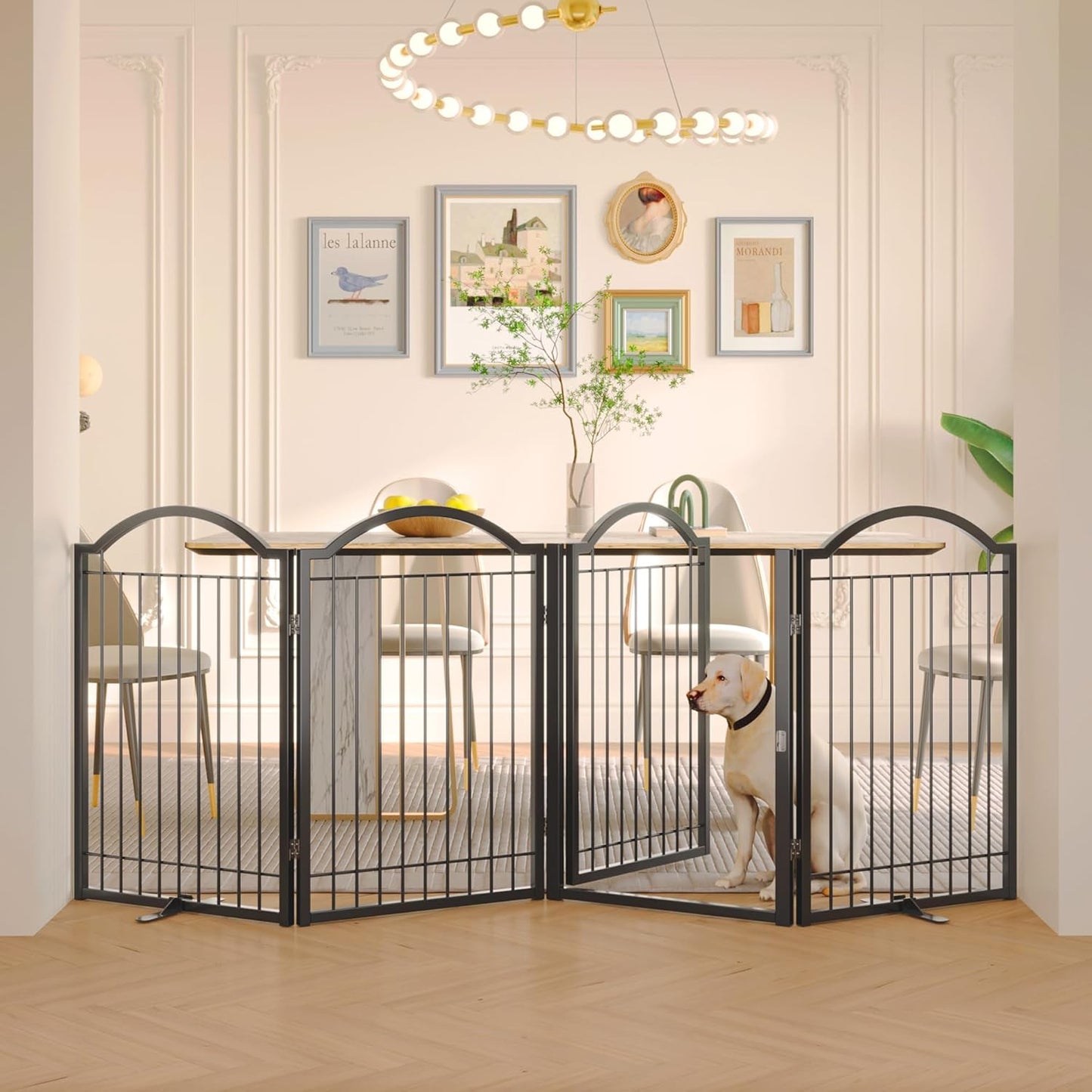 BHG Metal No-Assembly Freestanding Dog Gate for Large Openings