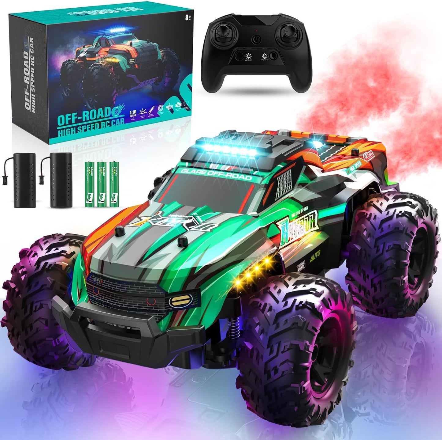 BLUEJAY 1:16 High Speed RC Truck with LED Lights & Spray