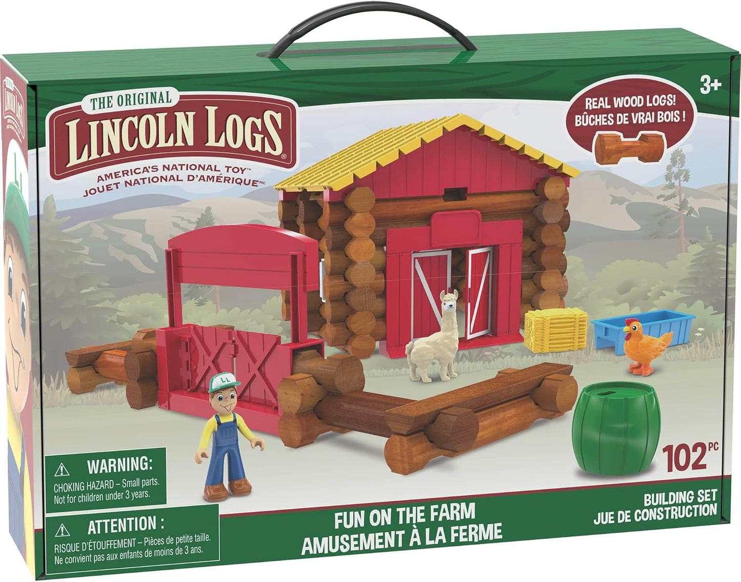 Lincoln Logs Fun On The Farm Set - Real Wood Building Fun