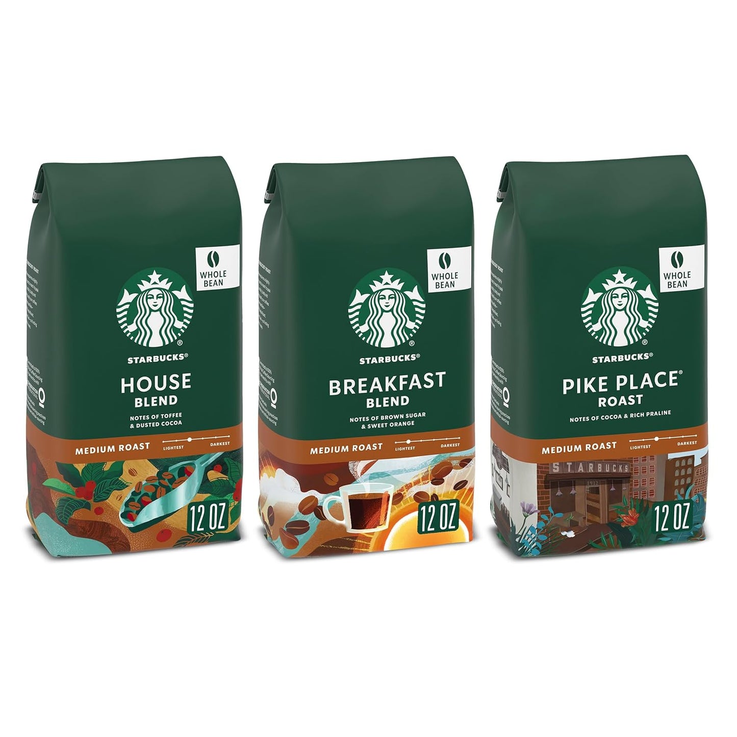 Starbucks Variety Pack Whole Bean Coffee - Rich Medium Roast