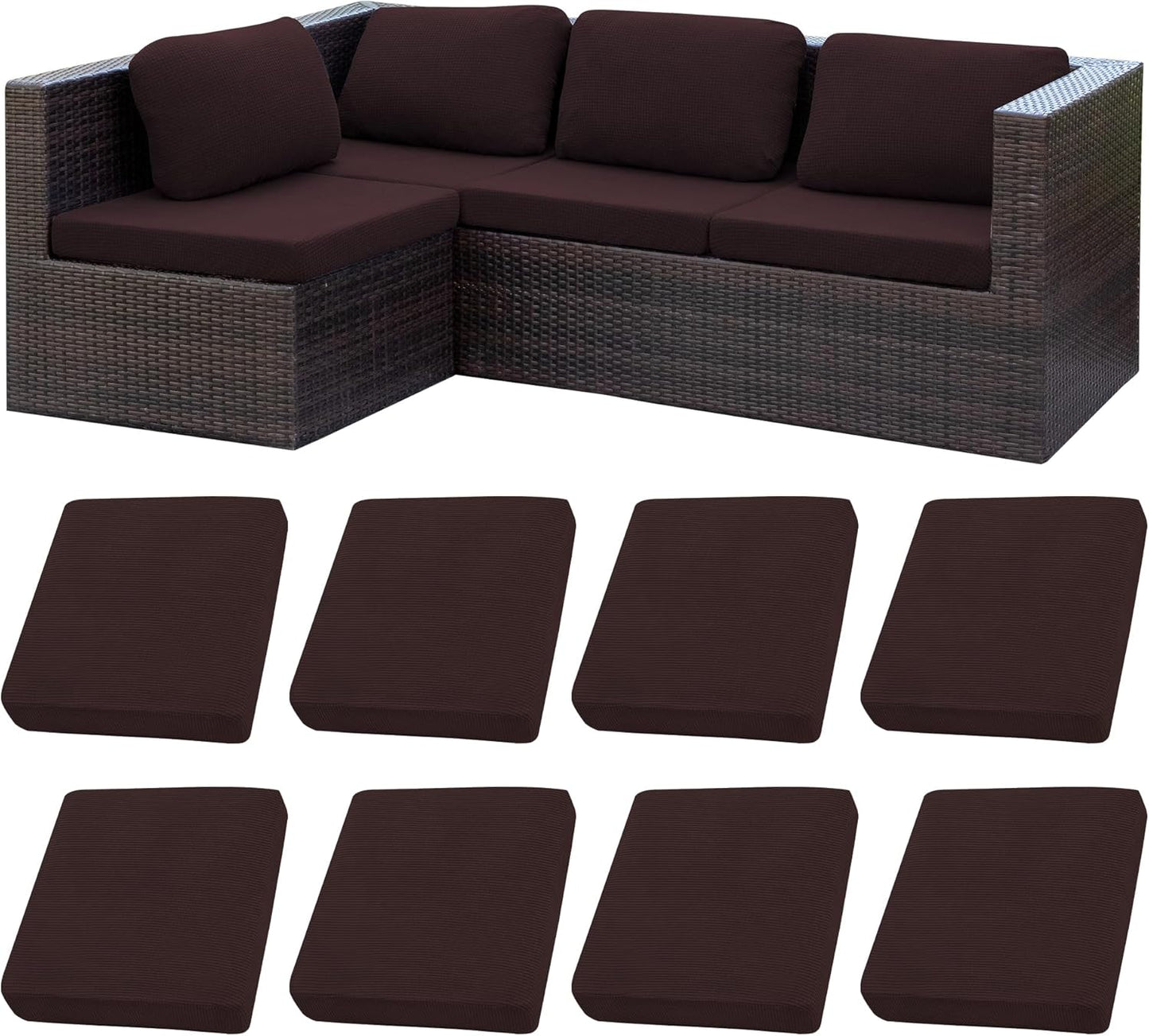 8Pcs Stretch Patio Cushion Covers for Outdoor Furniture Protection