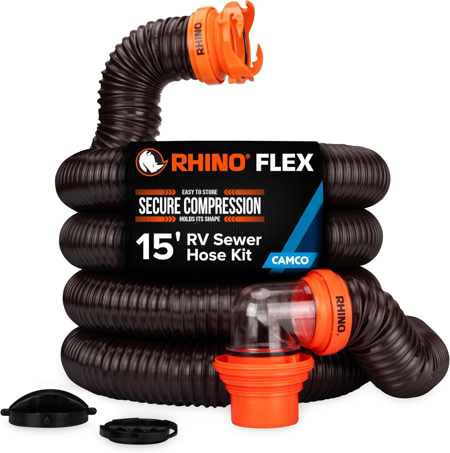 RhinoFLEX 15-Ft RV Sewer Hose Kit for Easy Tank Dumping