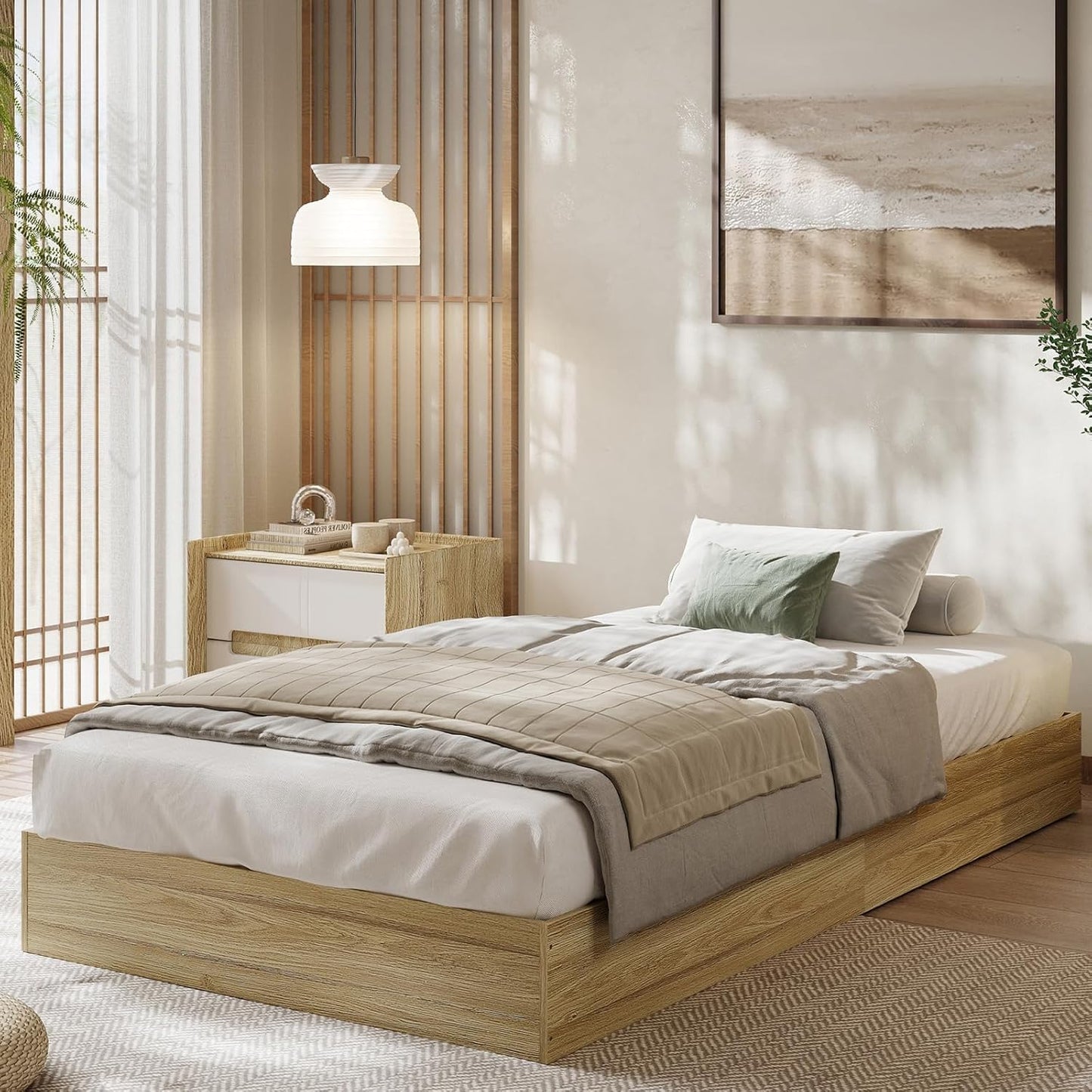 GarveeHome Twin XL Size Wood Platform Bed Frame for Modern Rooms