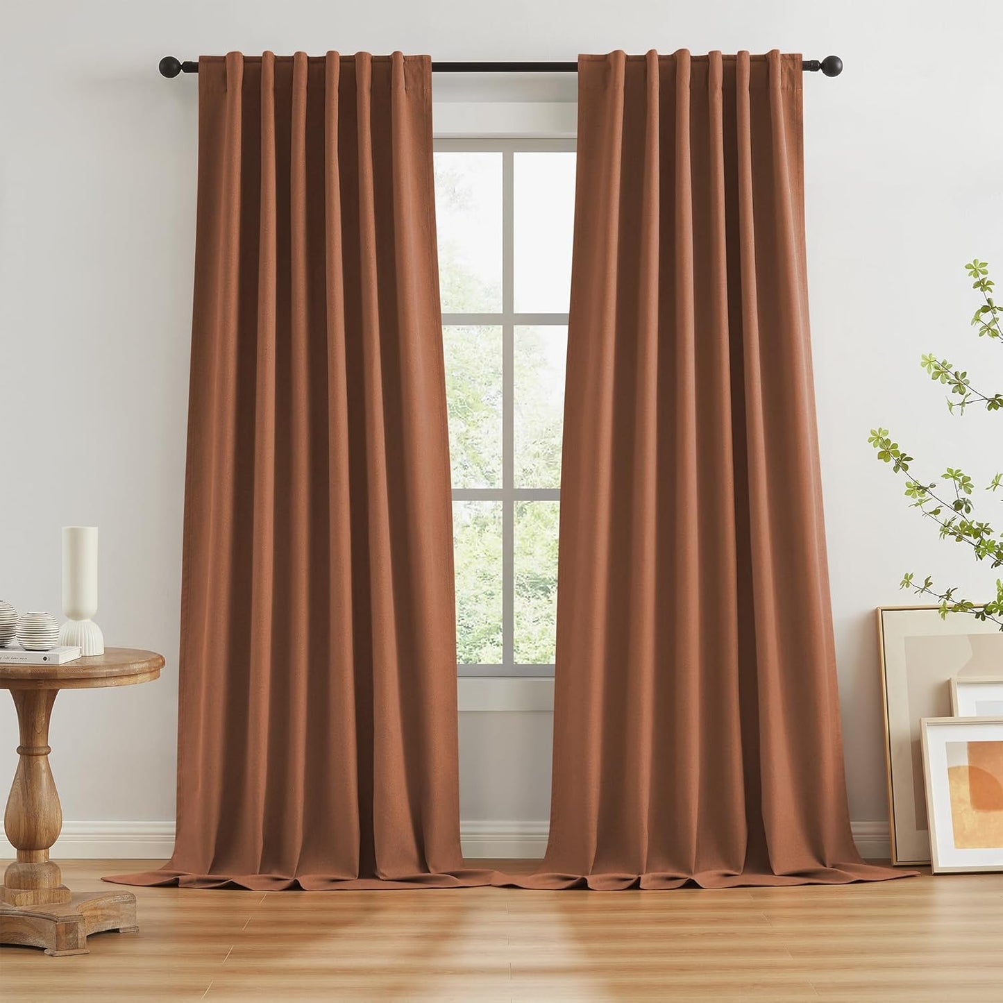 KEQIAOSUOCAI Rust Red Brown Blackout Curtains for Home