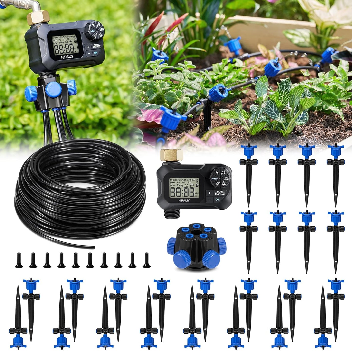 100FT Pressure Compensating Irrigation System for Efficient Watering