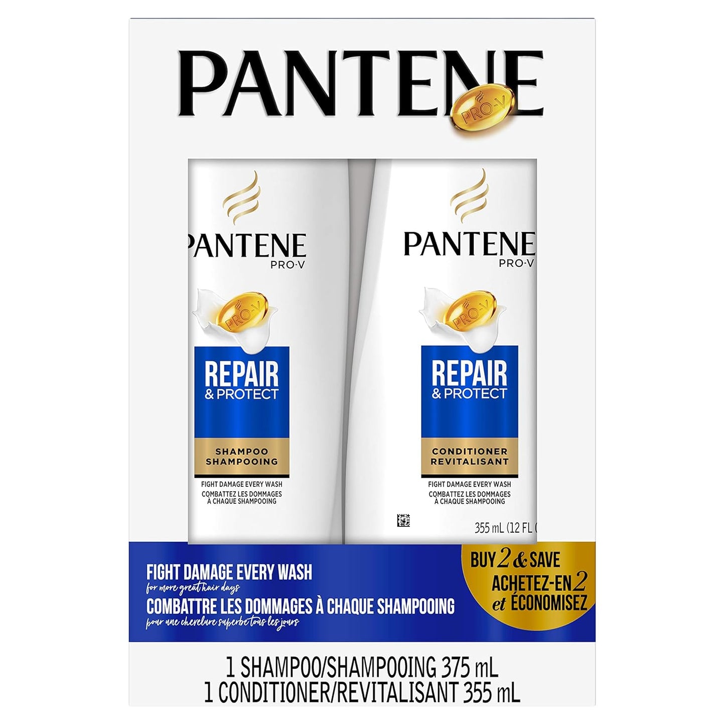 Pantene Repair & Protect Shampoo + Conditioner Set for Stronger Hair