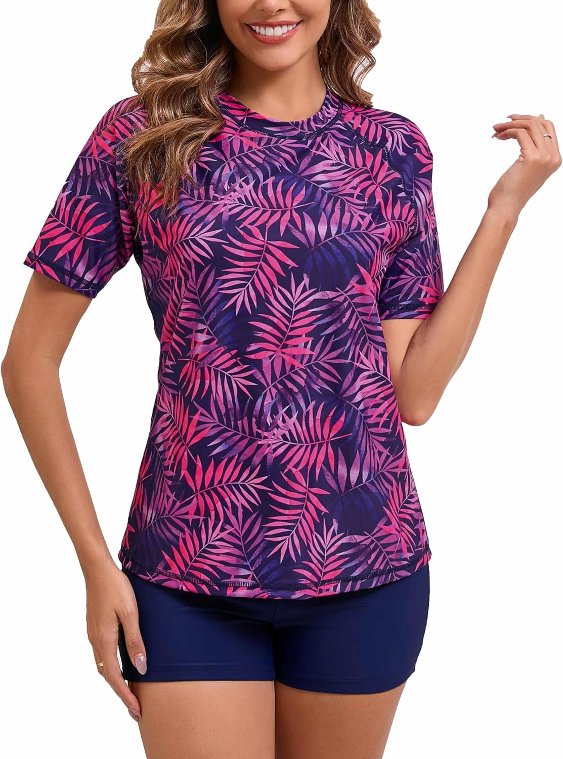 Halcurt Women's Built in Bra Rash Guard Two Piece Swimsuit