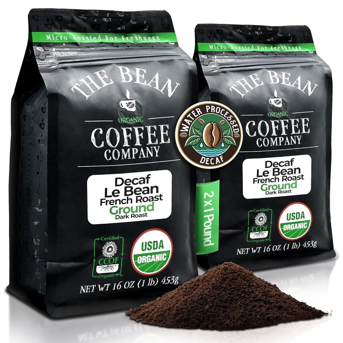 Le Bean Dark French Roast Decaf Organic Ground Coffee 16-Oz