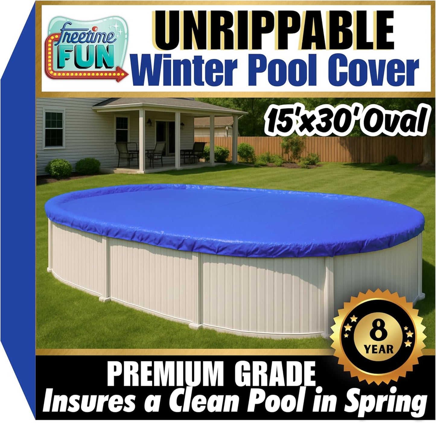 Unrippable Winter Pool Cover 15ftx30ft Oval for Above Ground Pools