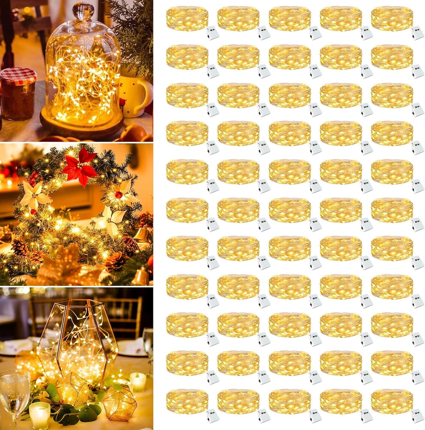 50 Pack Fairy Lights Battery Operated for DIY Party Decor