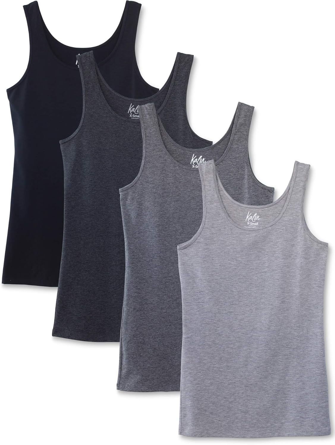 Kalon Women's 4-Pack Scoop Neck Tank Top for Layering Comfort